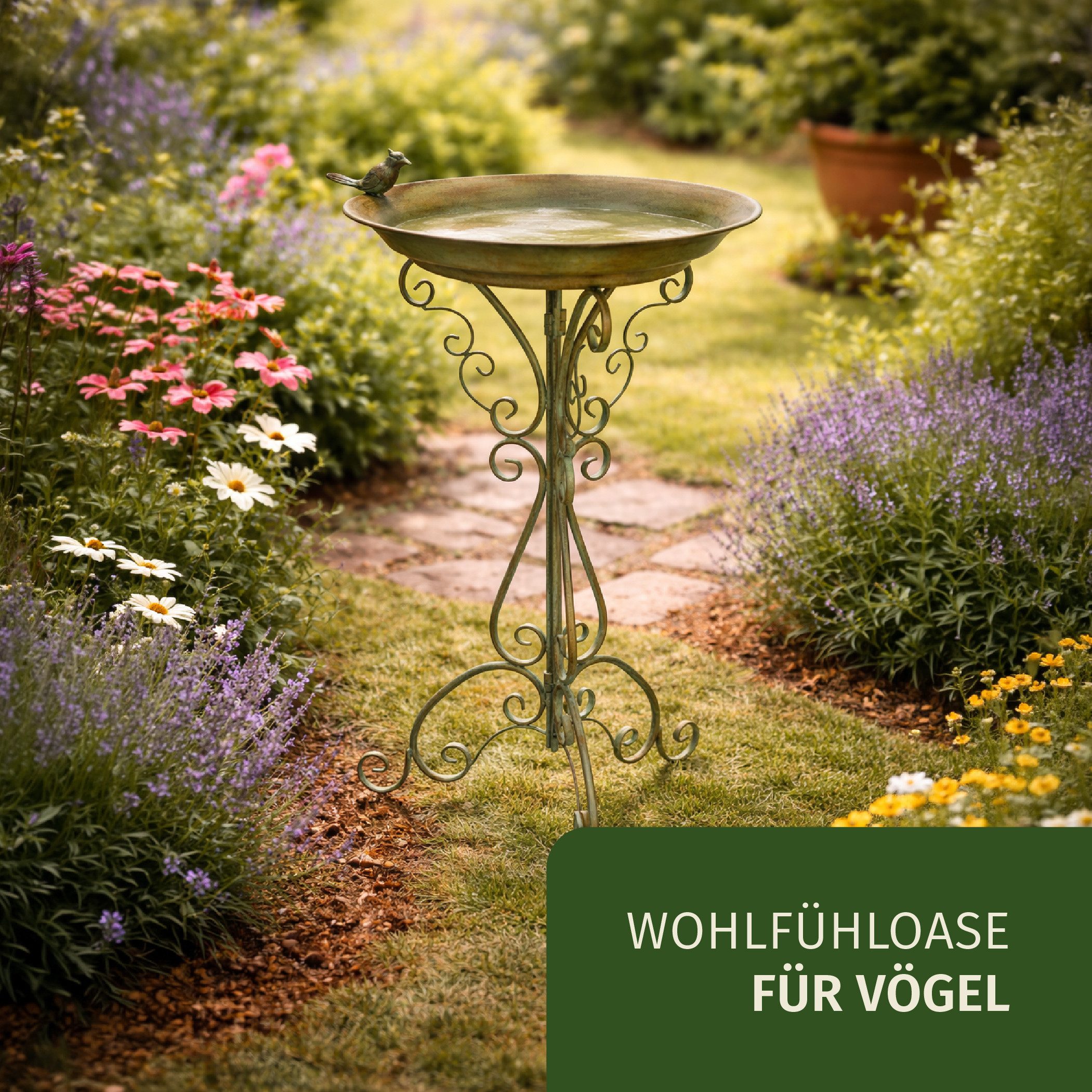 Moritz Vogeltränke Vogelbad stehend grün – Bild 3 von 5