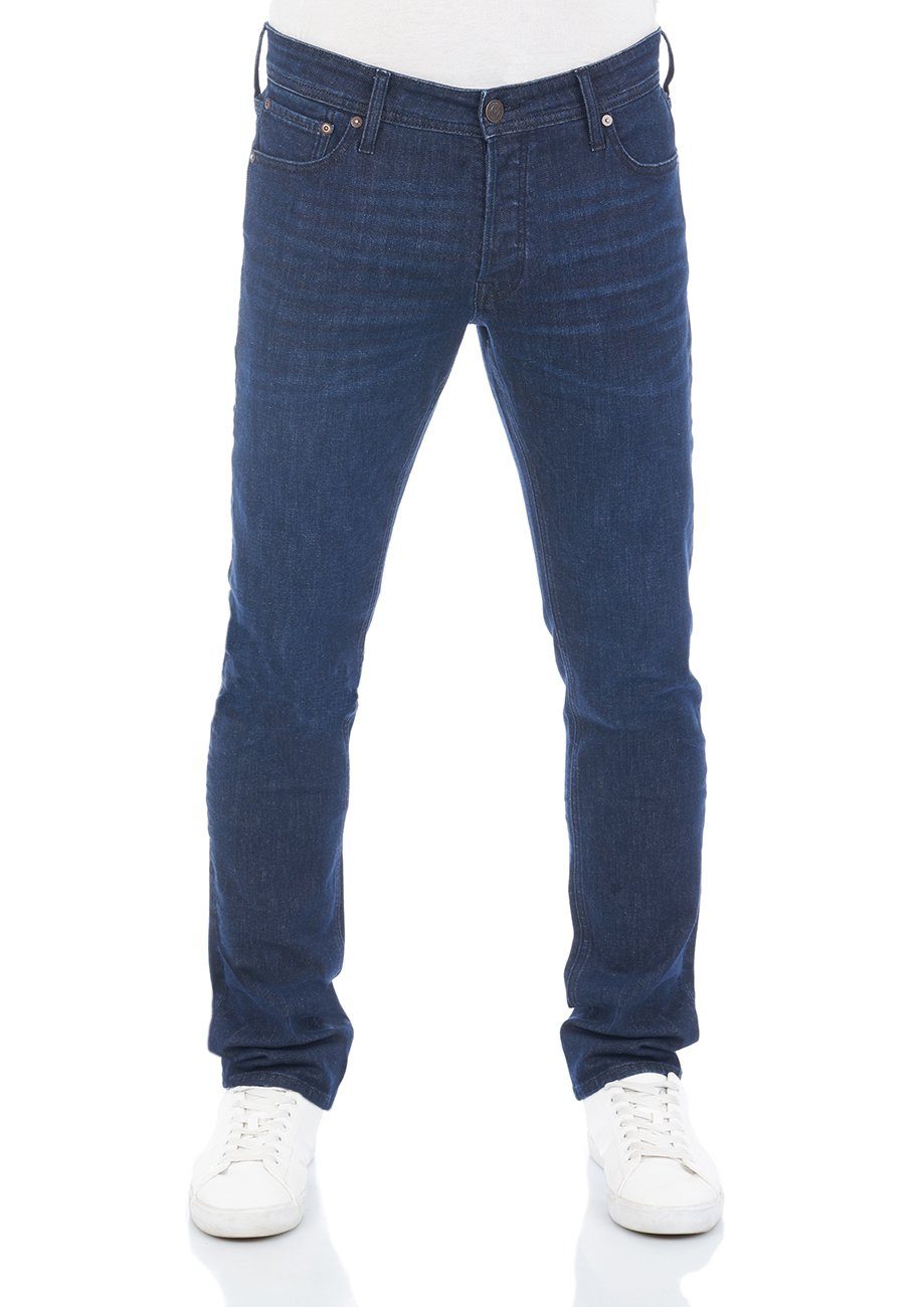 Jack & Jones Slim-fit-Jeans Herren Jeanshose JJIGLENN Slim Fit Denim Hose mit Stretch Blue Denim 110 (12225766)