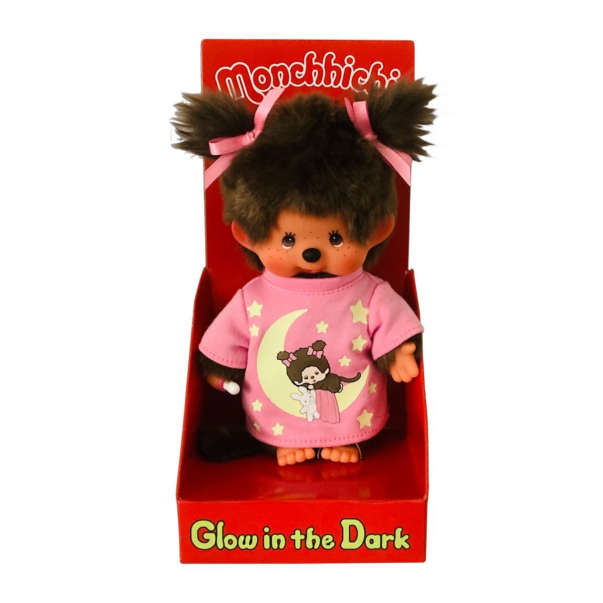 Monchhichi Plüschfigur Monchhichi Plüschfigur Mädchen Glow in the dark rosa/braun 20cm