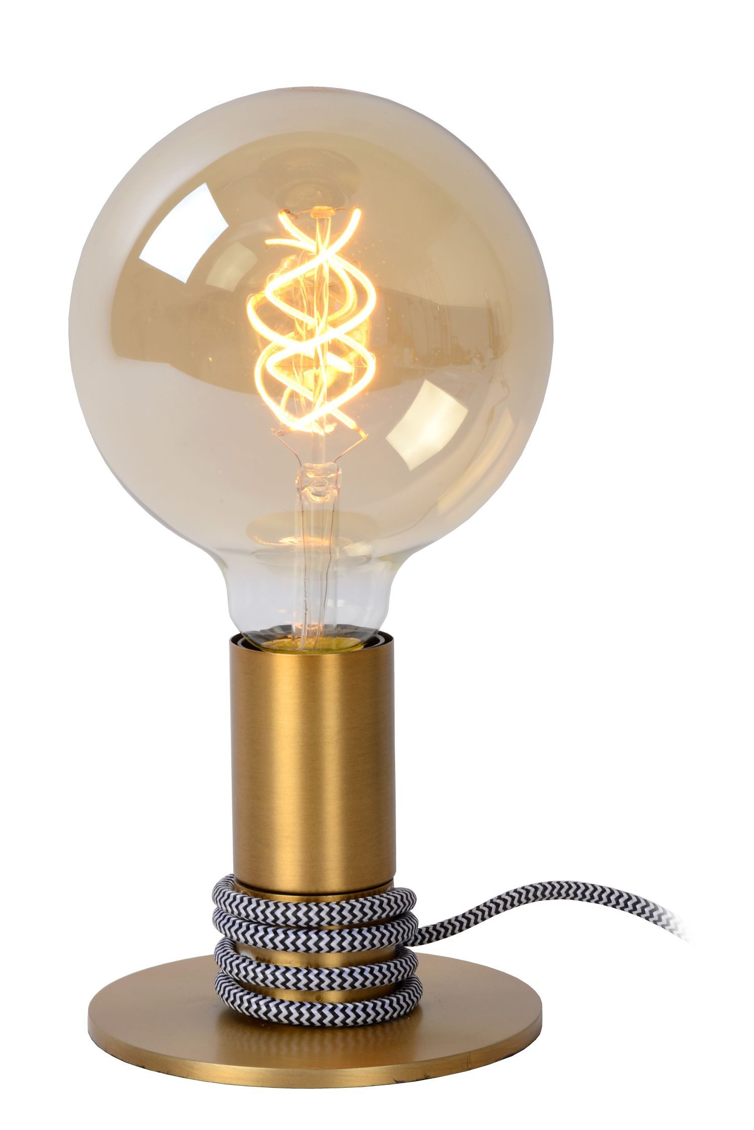 Licht-Erlebnisse Tischleuchte LIKA, ohne Leuchtmittel, Metall E27 10.5 cm hoch in Messing rund Vintage Design Tischleuchte