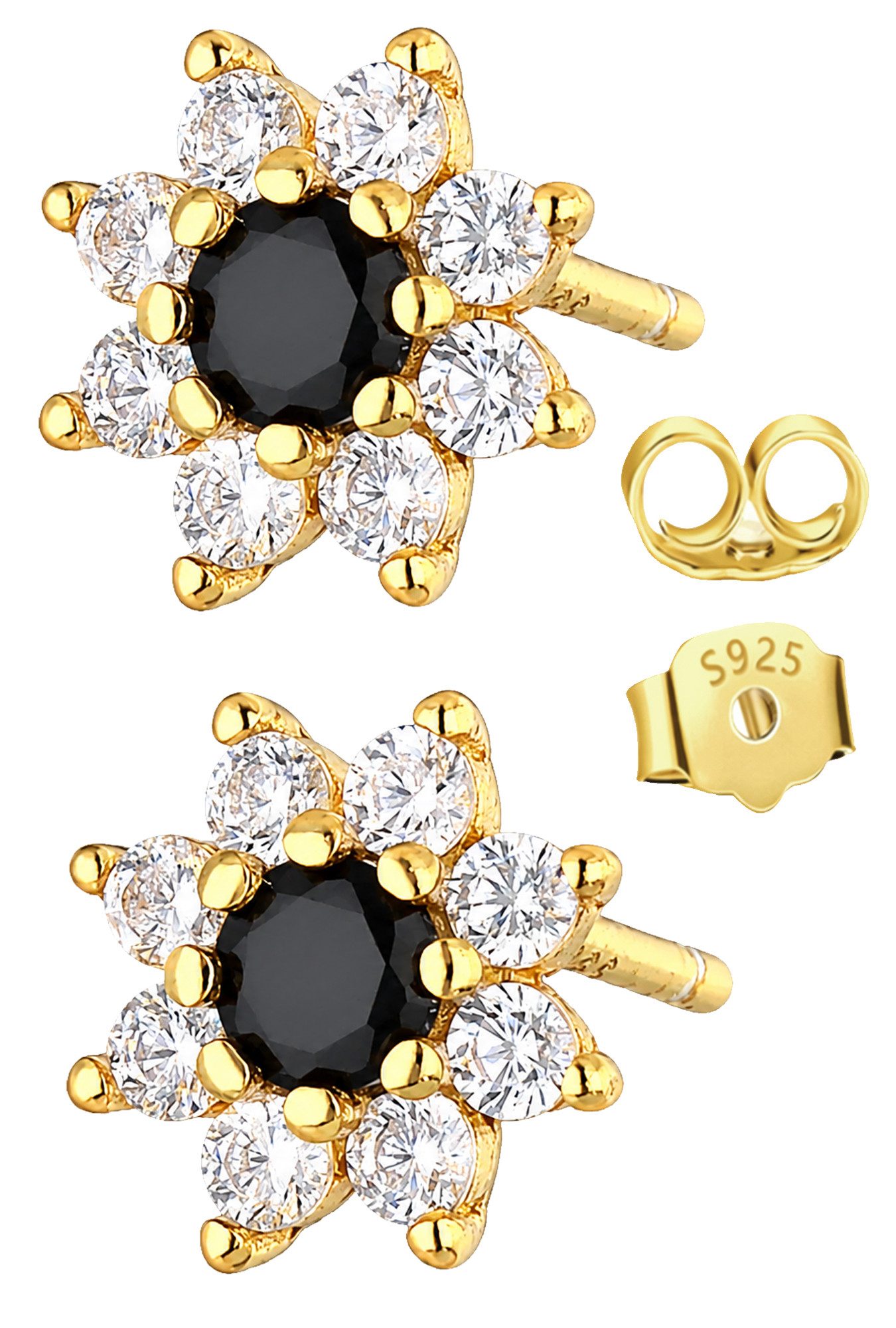 Limana Paar Ohrstecker Blüten Ohrringe Damen 925 Silber Zirkonia Schmuck Geschenk Frau (Echtschmuck inkl. Dose), Geburtstag Jahrestag Hochzeitstag Weihnachten Muttertag Valentinstag