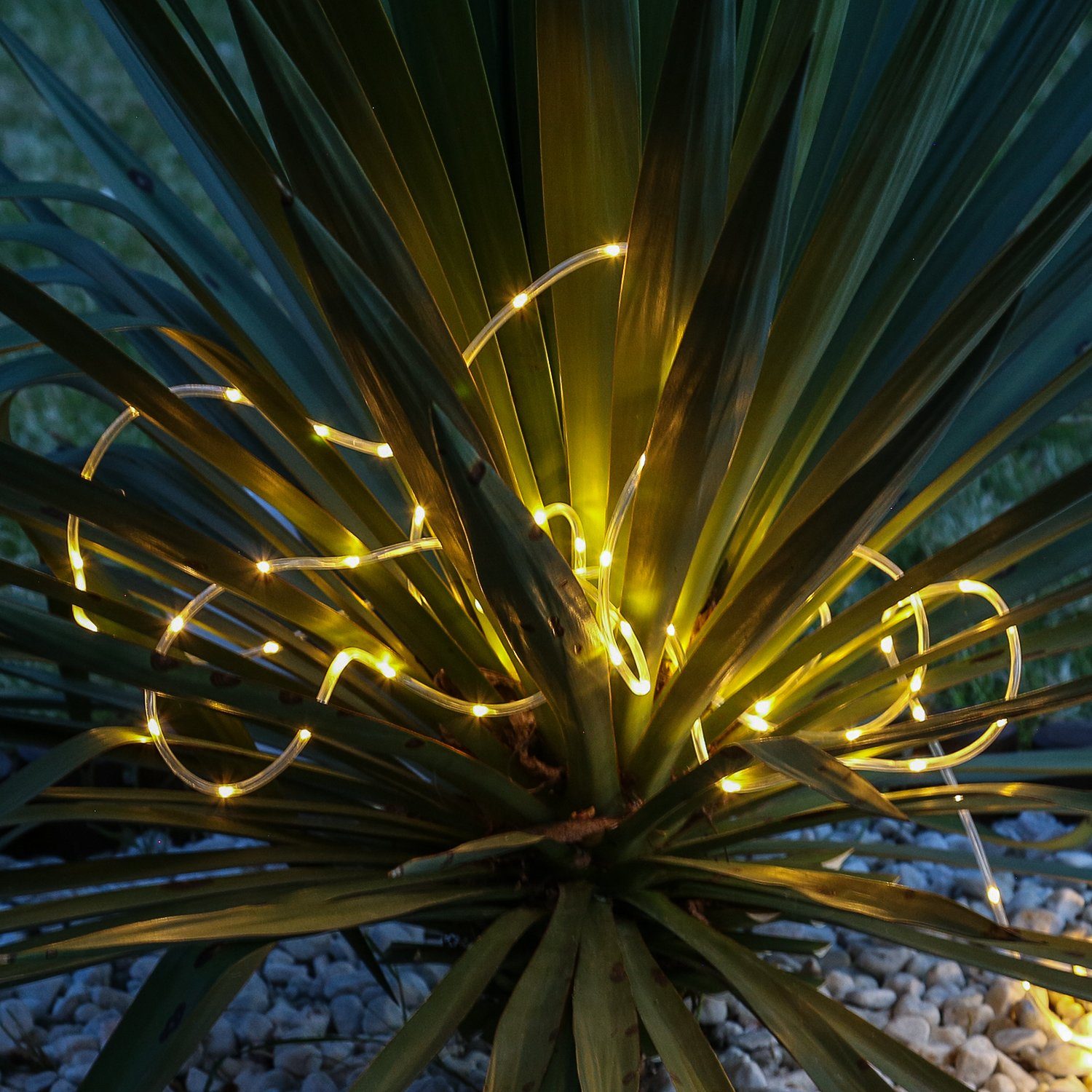 MARELIDA LED-Lichterschlauch LED Solar Lichterschlauch warmweiß Außen Gartenlichterkette 2,5m, 50-flammig