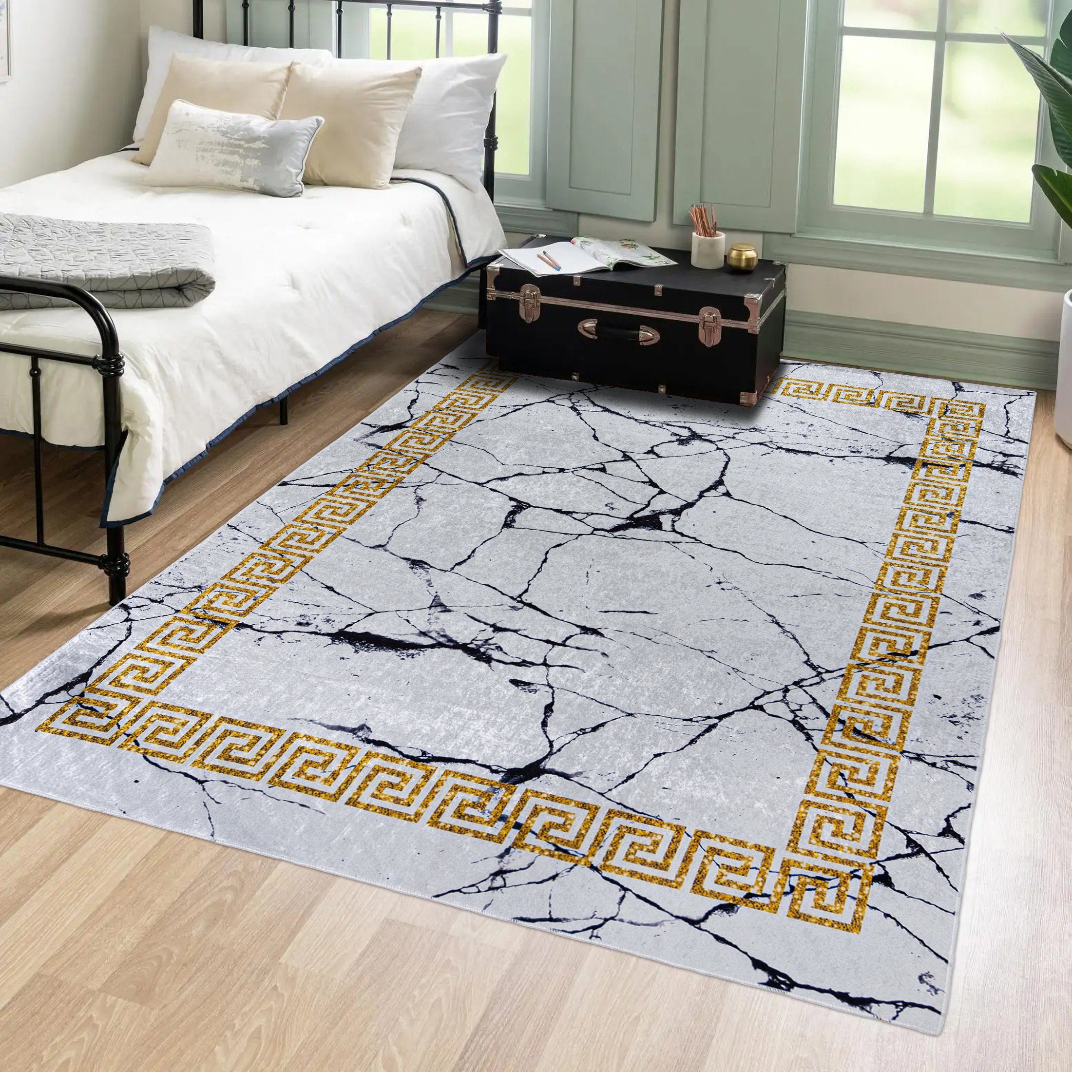 Mazovia Designteppich Modern Teppich für Wohnzimmer, Schlafzimmer, Esszimmer, 80 x 150 cm, Kurflor, Waschbar in Waschmaschine, Höhe 5 mm, Rutschfest – Bild 2 von 5
