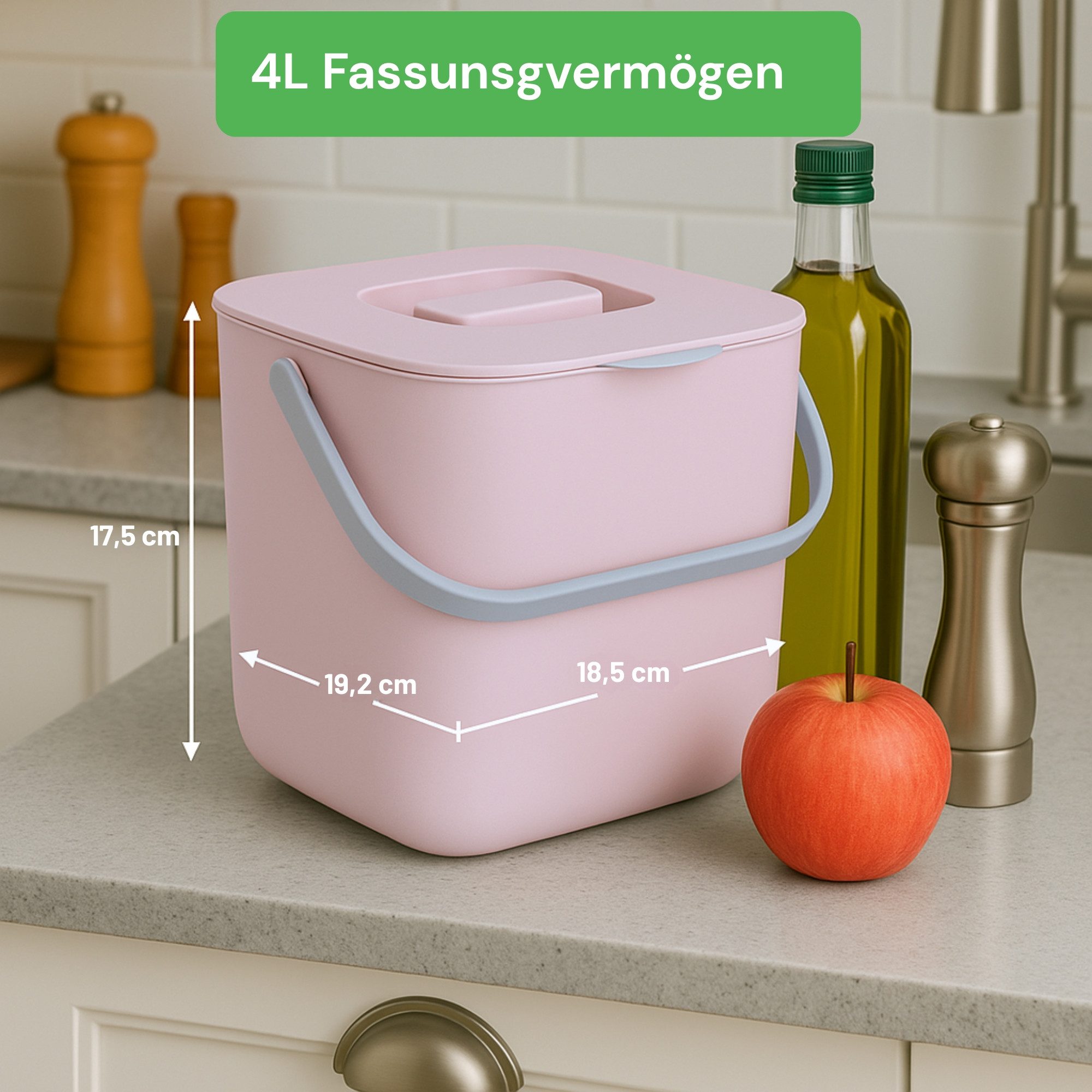 YourCasa Biomülleimer YourCasa® Biomülleimer Küche - Komposteimer für alltäglichen Biomüll, Mit Sieb, Spülmaschinenfest