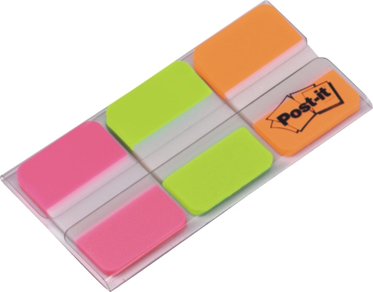 Haftnotizblock Haftstreifen Index Strong 3x22 Streifen Set mit pink grün orange.