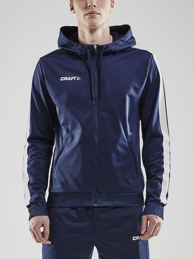 Craft Kapuzenpullover Hoodie Fullzip Pro Control navyblau/weiss Herren