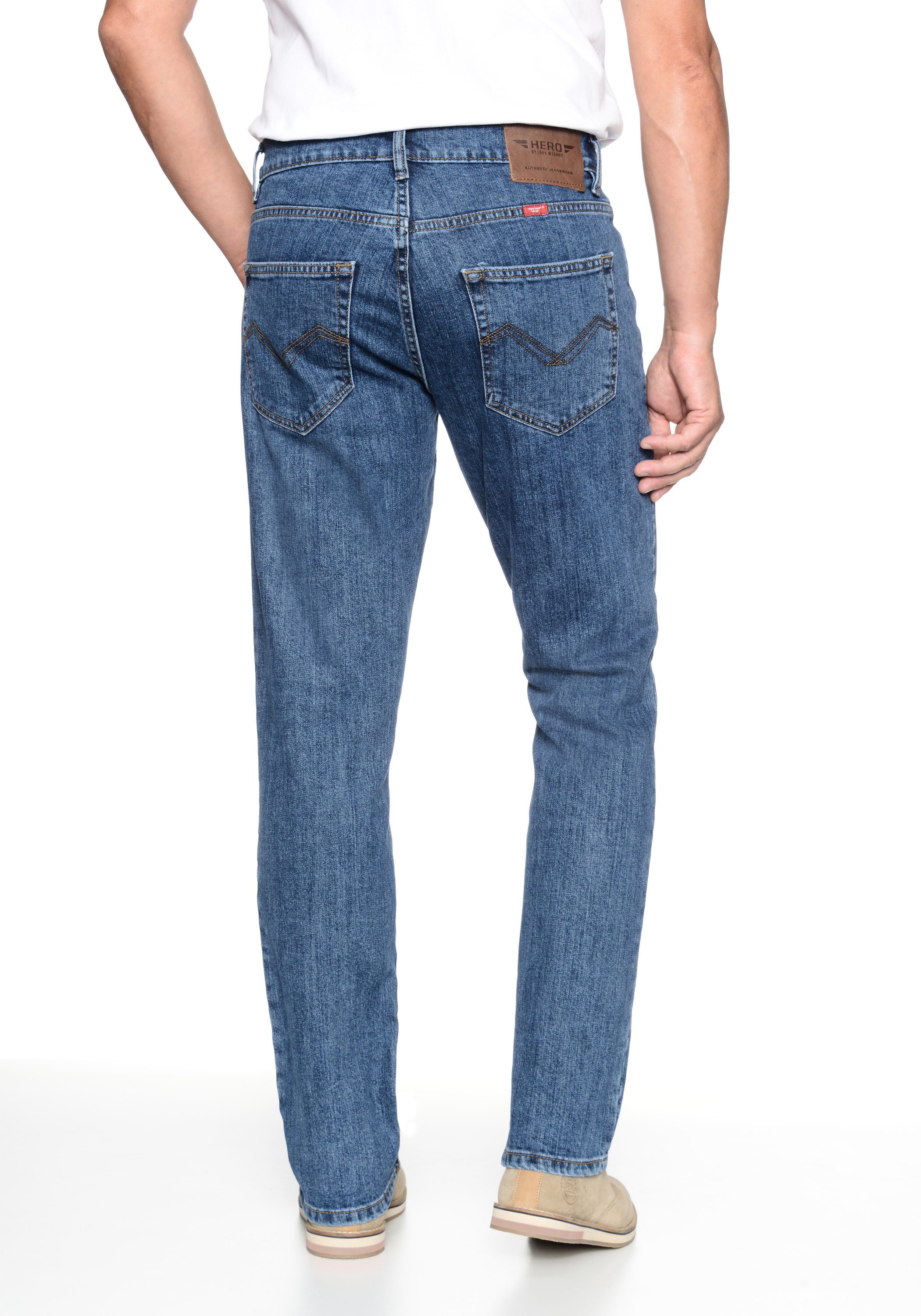 Medoox 5-Pocket-Jeans by John Straight Regular blue HERO Stretch Denver stone