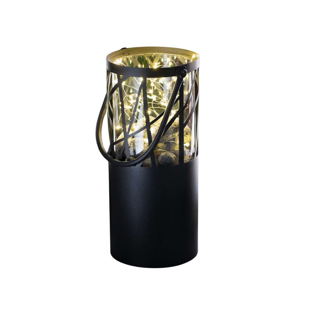 Home-trends24.de Windlicht Schwarz Windlicht Metall Laterne Glas Terrasse Garten Deko 44 cm