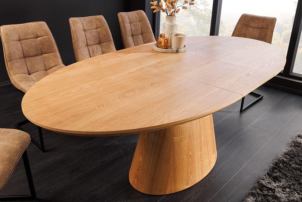riess-ambiente Esstisch UNIQUE 160-200cm natur - Eichenholz, Säulenfuß, ausziehbar, 8 Personen (Einzelartikel, 1-St), Verlängerbarer Konferenztisch - ideal für  – Bild 4 von 5
