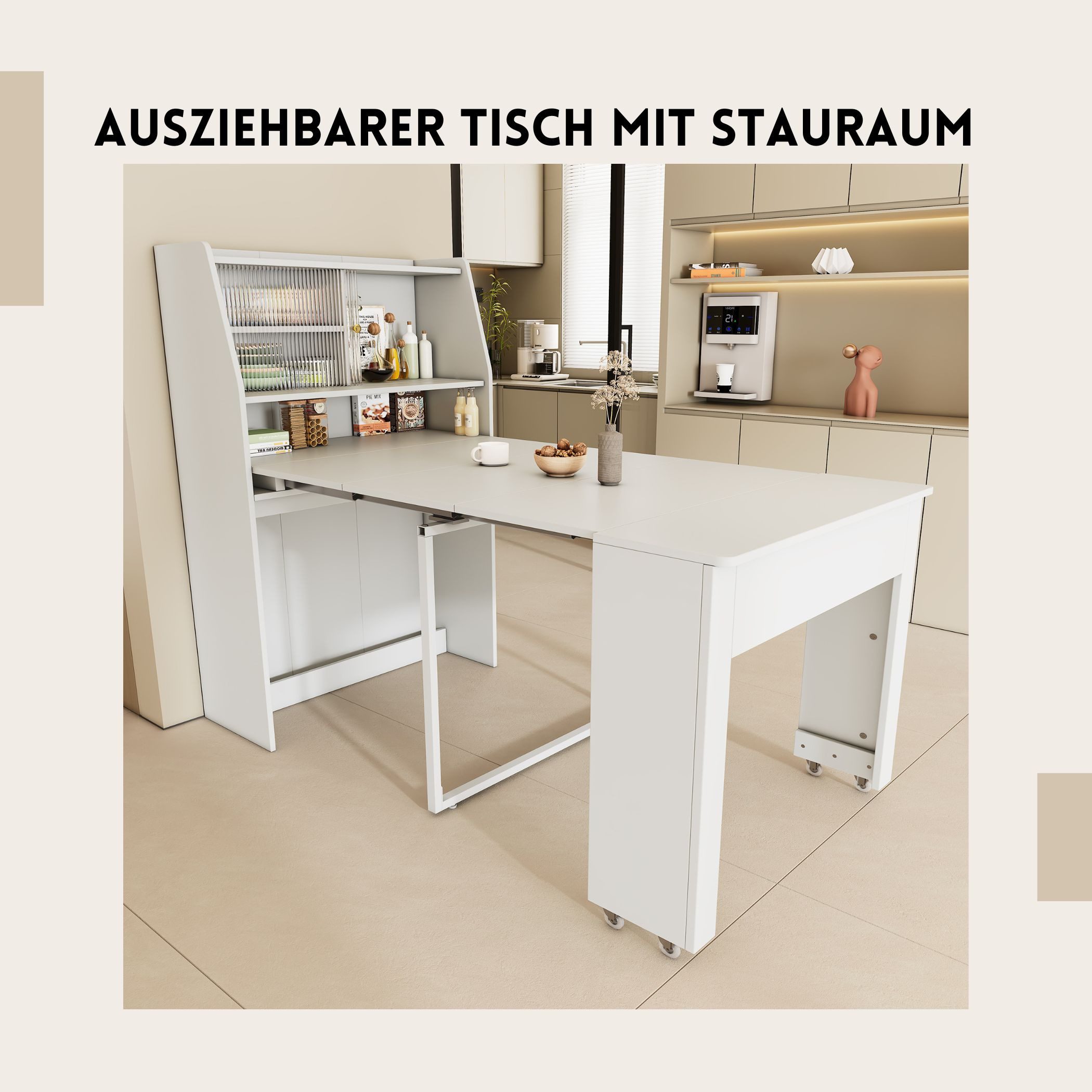 SeedWave Esstisch Ausziehbarer Tisch mit Stauraum, Kaffeetisch für 3 Person günstig online kaufen