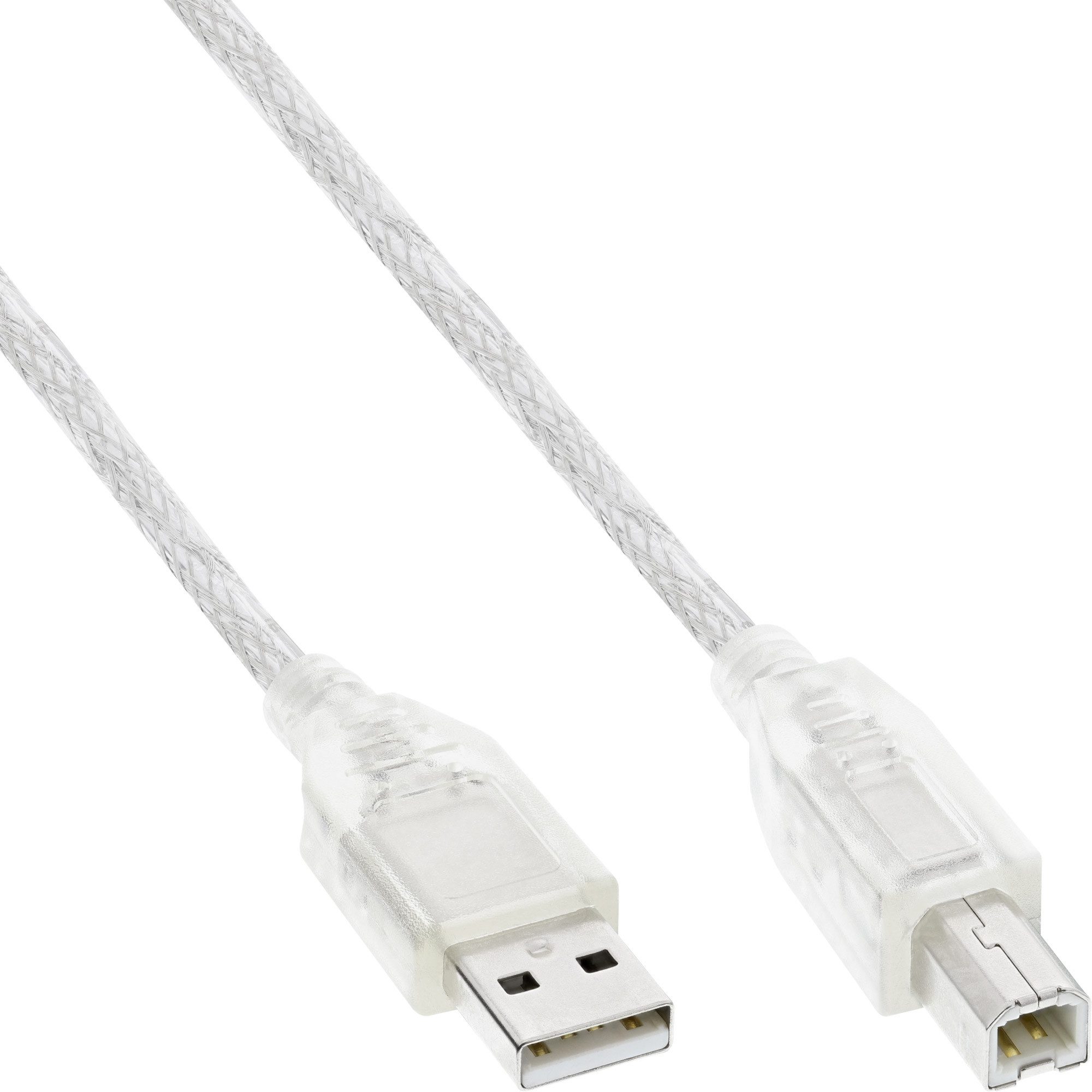 Inline InLine® USB 2.0 Kabel, A an B, transparent, 10m USB-Kabel