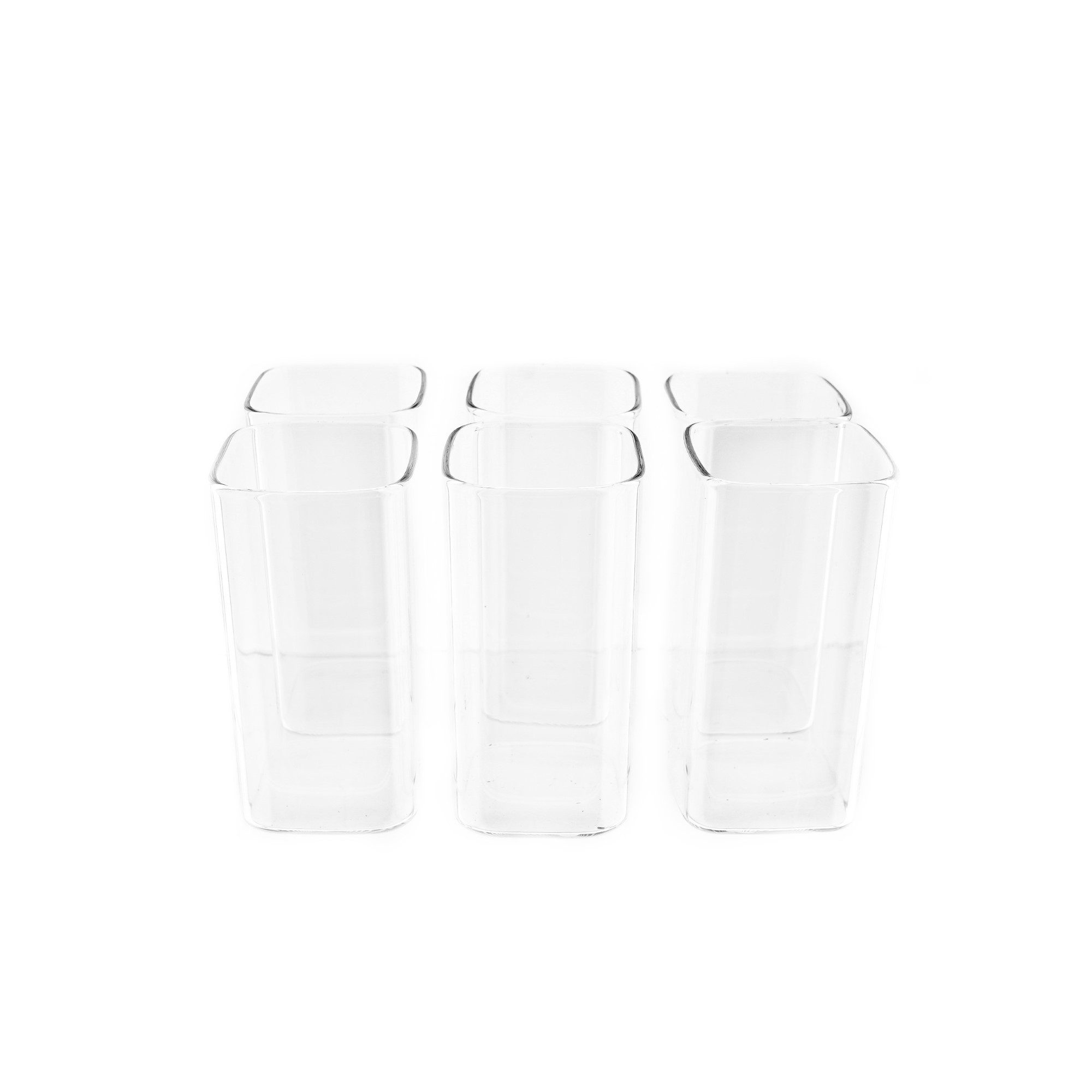 Almina Gläser-Set 6er Gläser-Set 350 ml Quadratisches Glas, Transparent, 6-tlg.