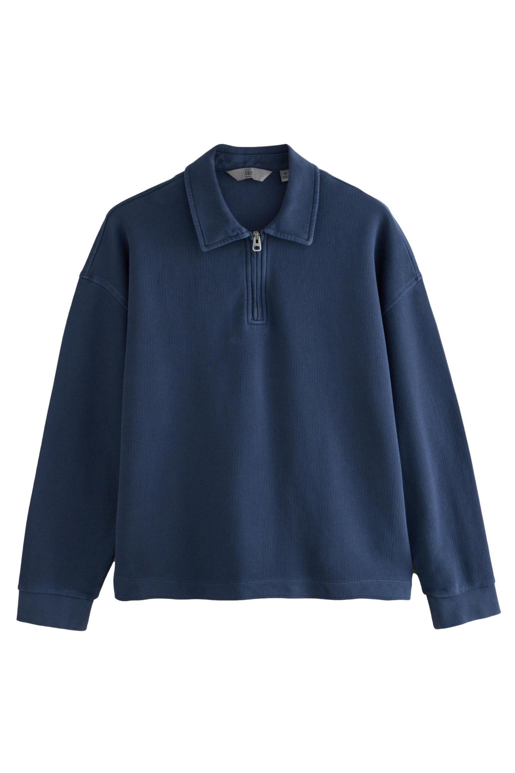 Next Langarm-Poloshirt Kastiges Langarm-Poloshirt aus schwerem Stoff (1-tlg)