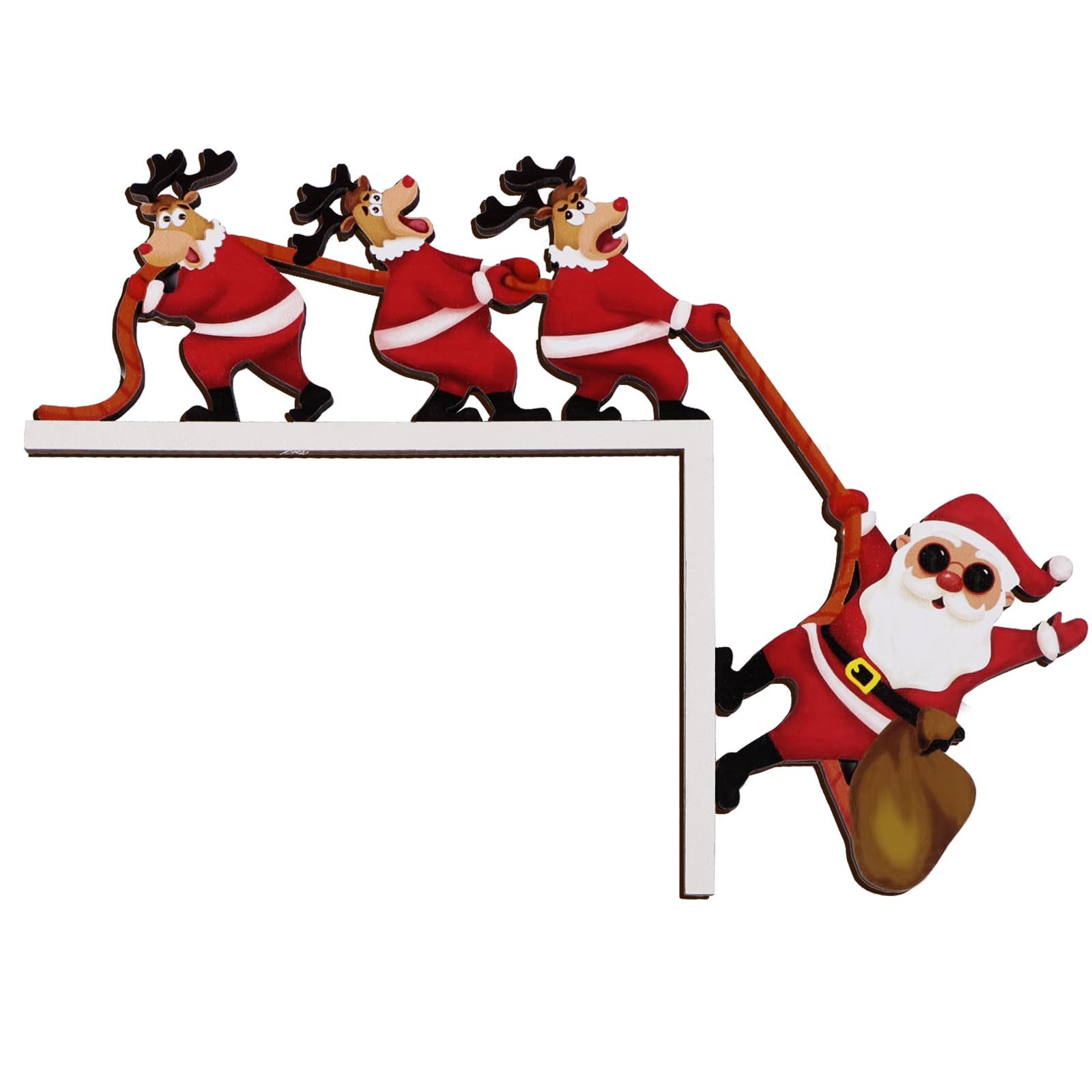 FOUORTUNATE-BEE Weihnachtsmann Türrahmen Weihnachtsdeko (mit Klebeband Weihnachten Elch Weihnachtsmann Creative Türecke Dekoration aus Holz Geschenke Türdeko für Wände Türen und Fenster Weihnachtsecktürrahmen Deko)