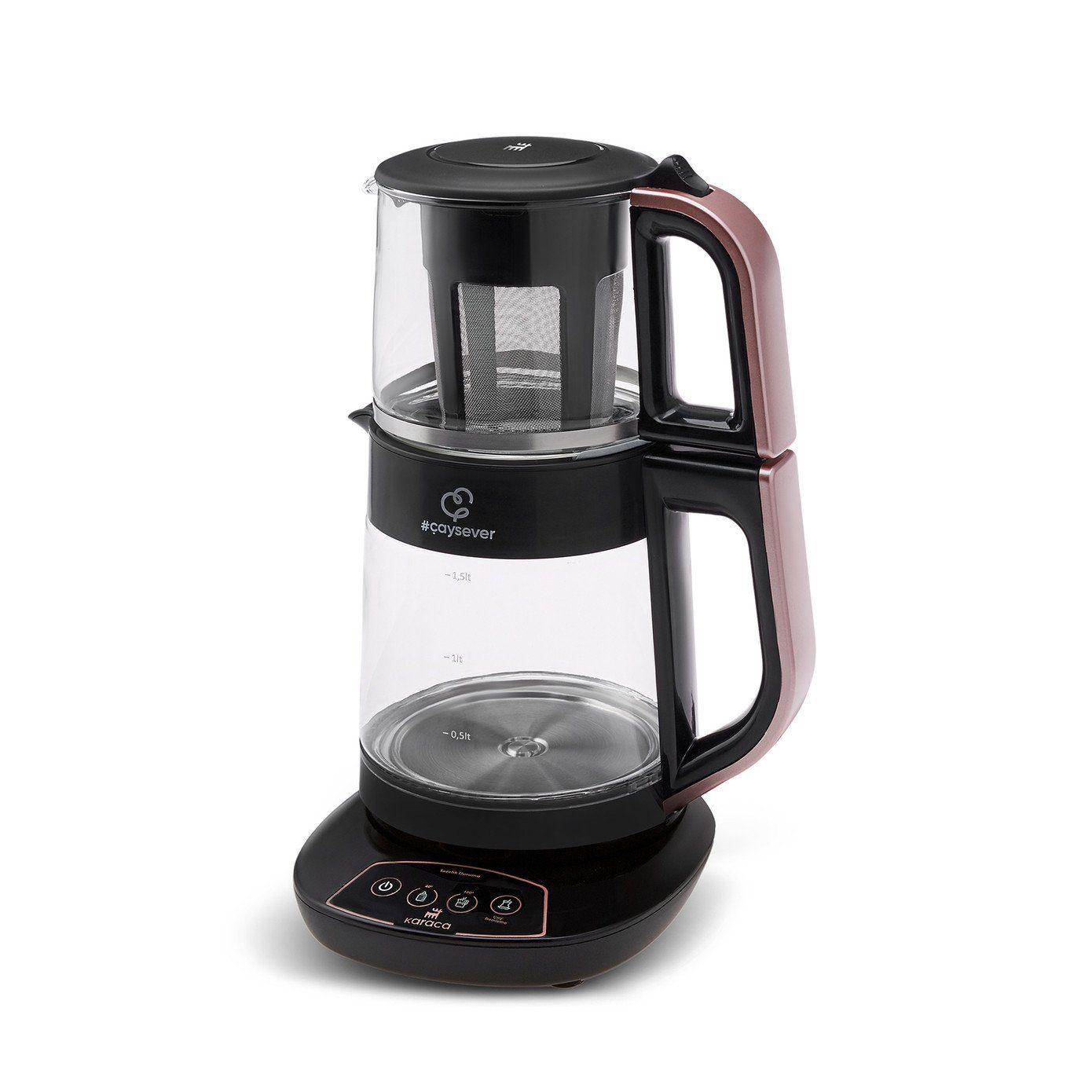 Karaca Wasserkocher Karaca Çaysever 3-in-1 Sprechender Teekocher + Wasserkocher, Rosegold, 2200 W