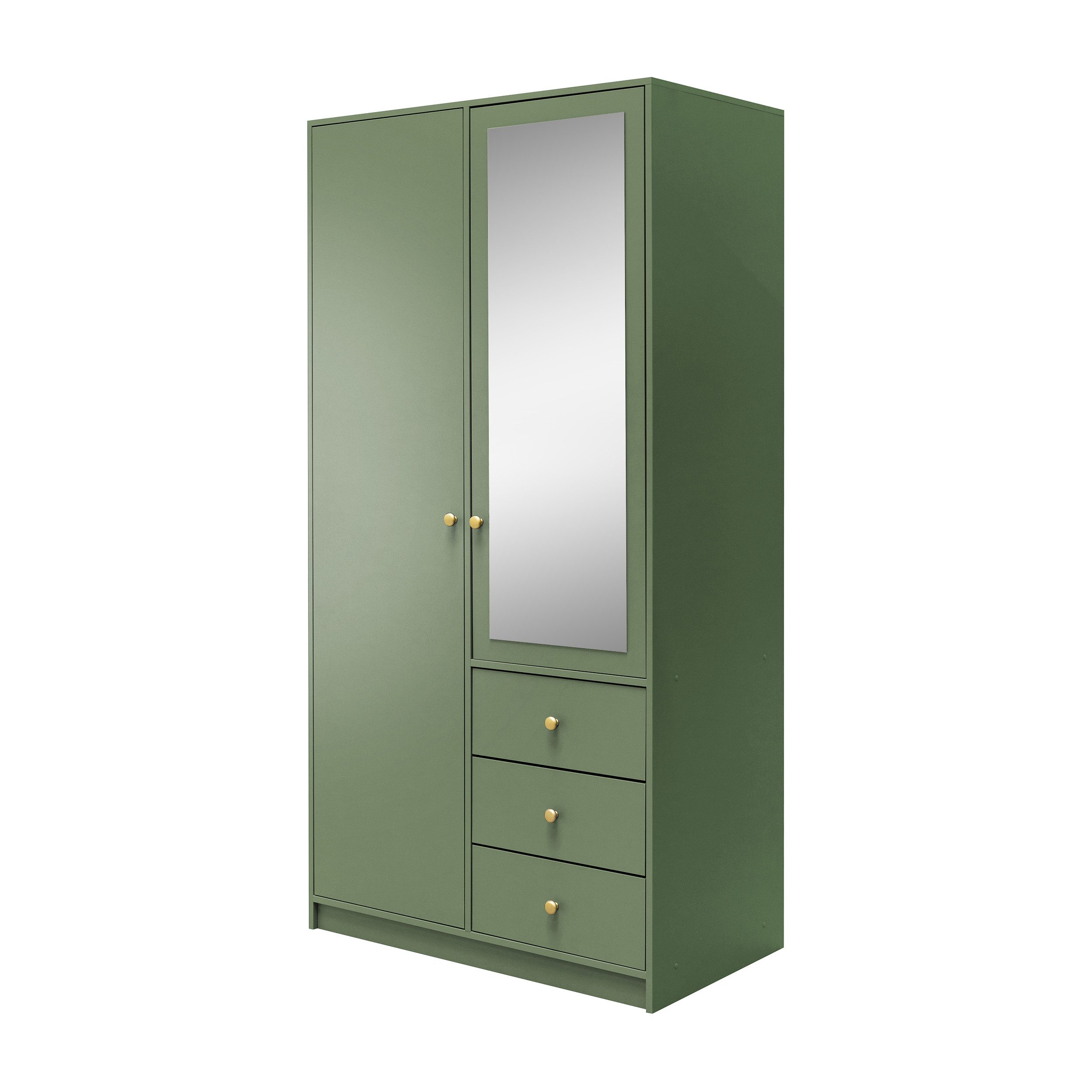 Beautysofa Kleiderschrank mit Spiegel und 3 Schubladen (Zur Auswahl: zweitürig, dreitürig oder viertürig, verschiedene Farben) Höhe 200 cm