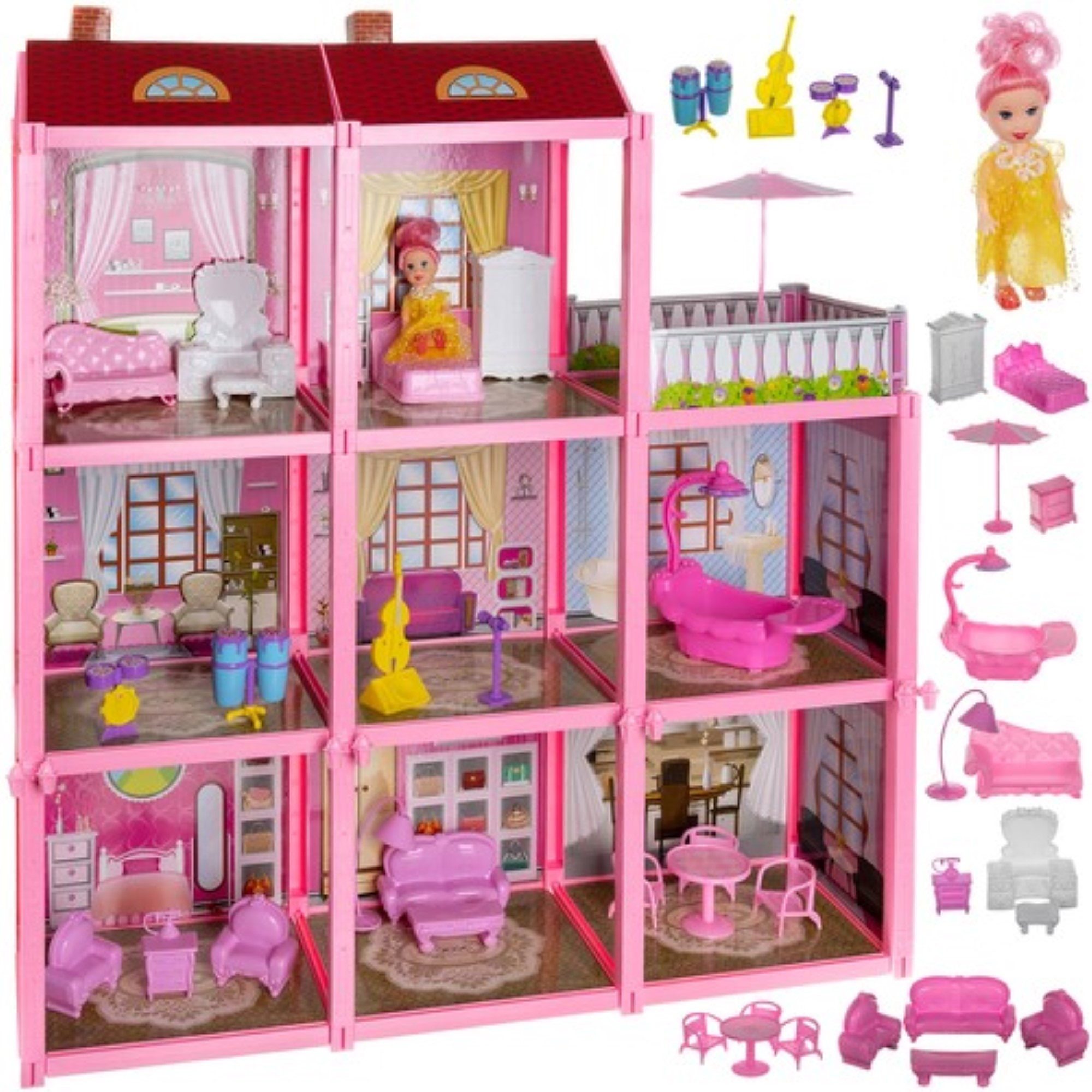KRUZZEL Puppenhaus Puppenvilla mit Puppenfigur: Großes günstig online kaufen