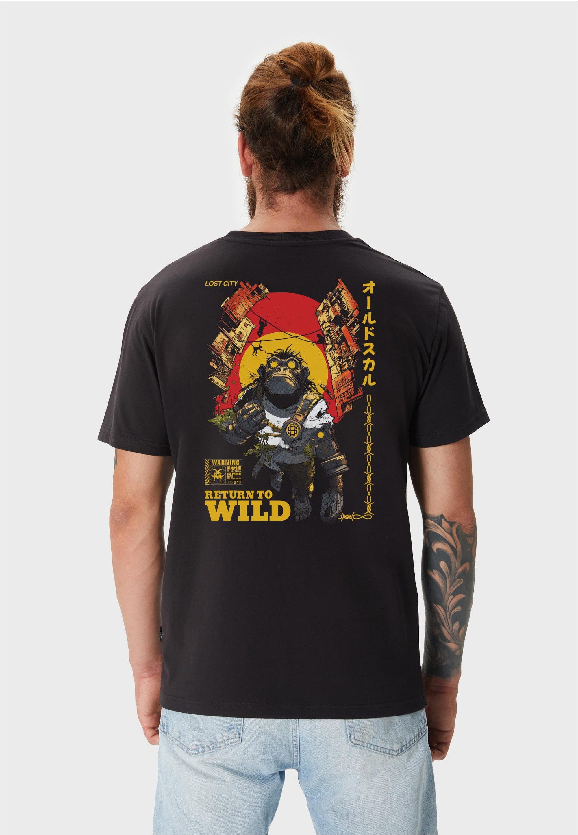 Oldskull T-Shirt Wrldvibe Return to Wild Graphic mit coolem Rückenprint