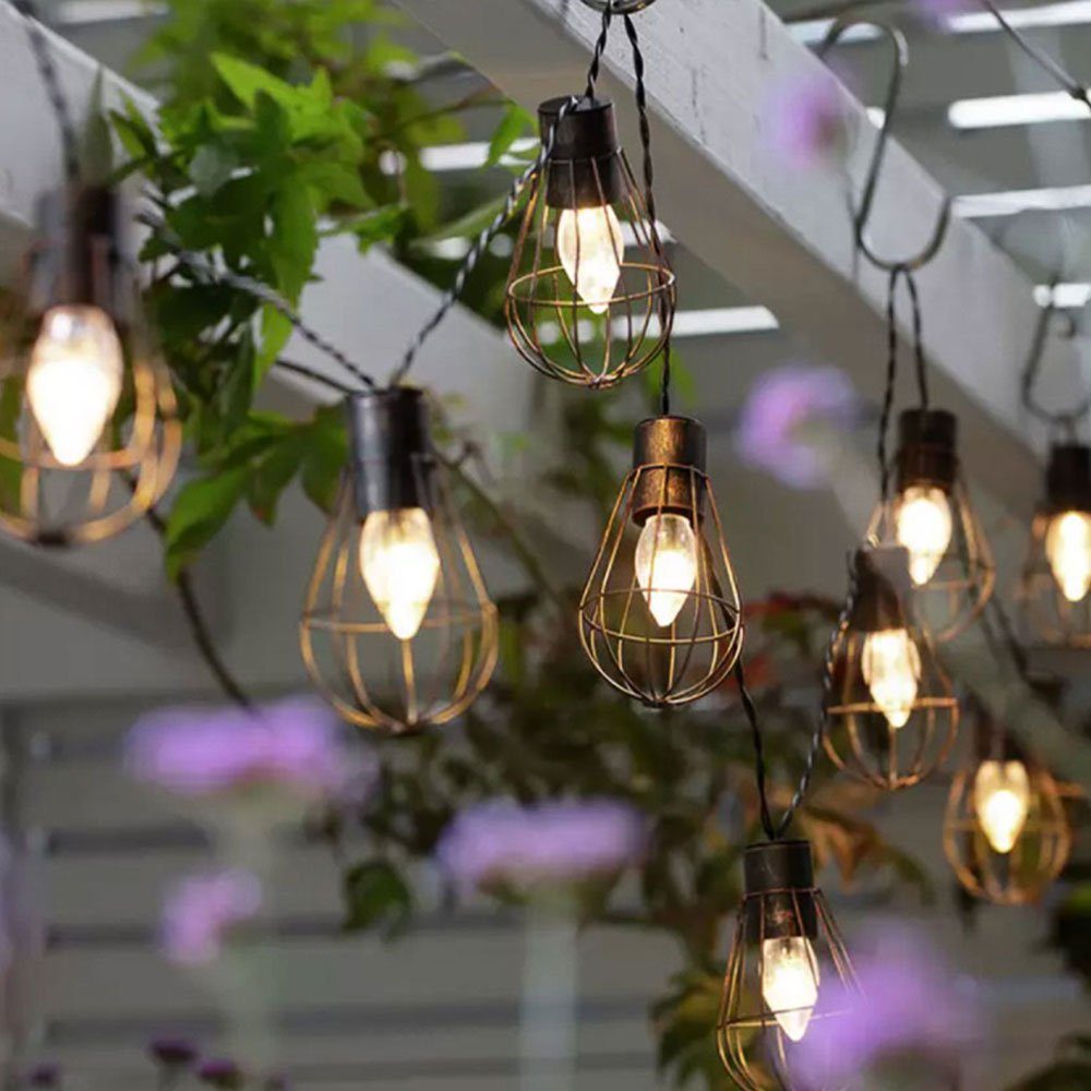 NOWA LED Solarleuchte, LED-Leuchtmittel fest verbaut, Warmweiß, LED Solar Lichterkette Aussen Solarlampe Garten Dekoration