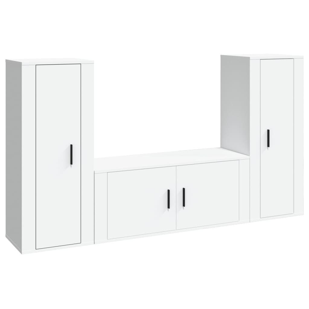 Weiß TV-Schrank vidaXL TV-Schrank-Set (3-St) Holzwerkstoff 3-tlg.