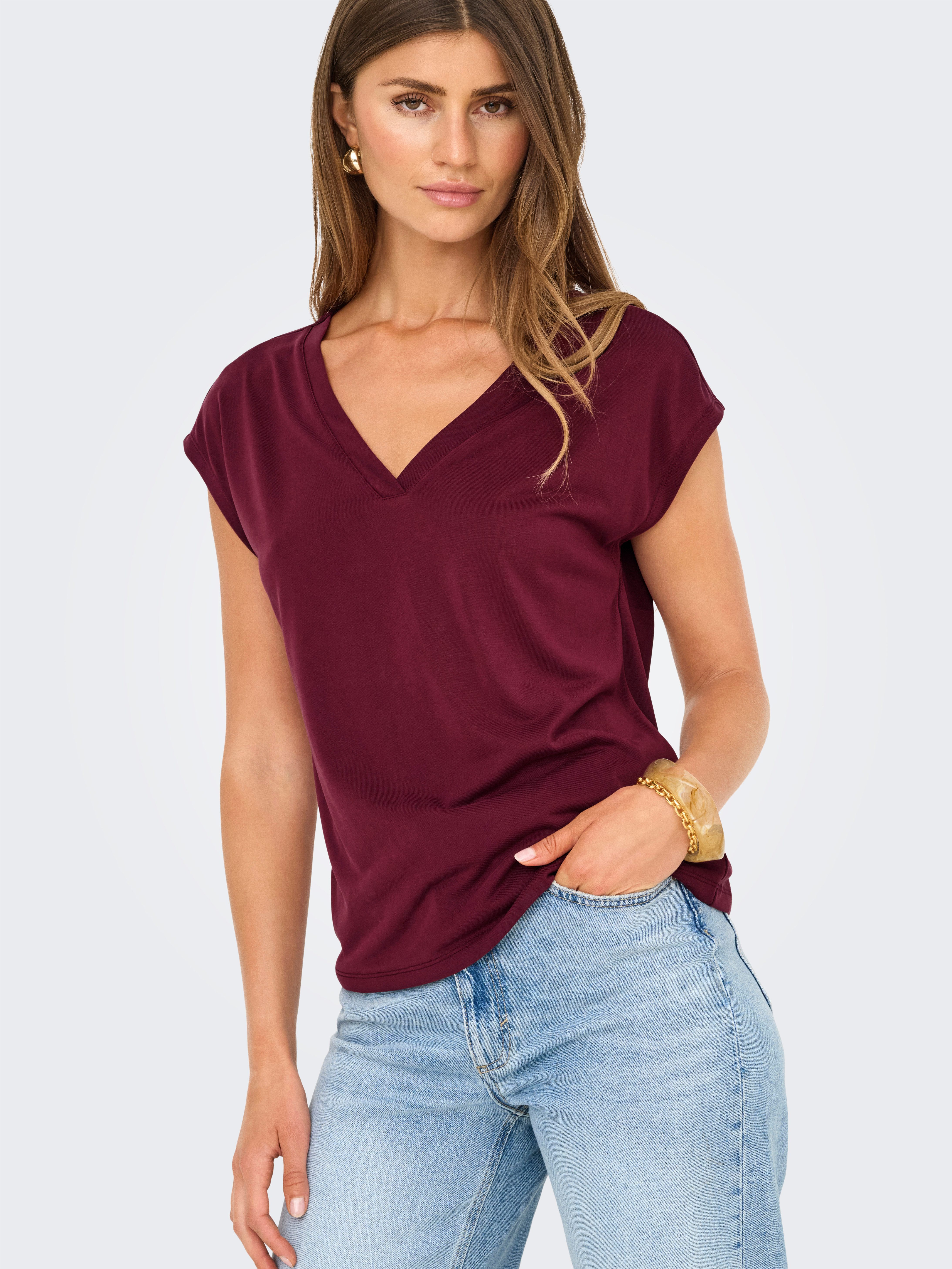 ONLY V-Shirt ONLFREE S/S MOD.V-NECK TOP JRS NOOS günstig online kaufen