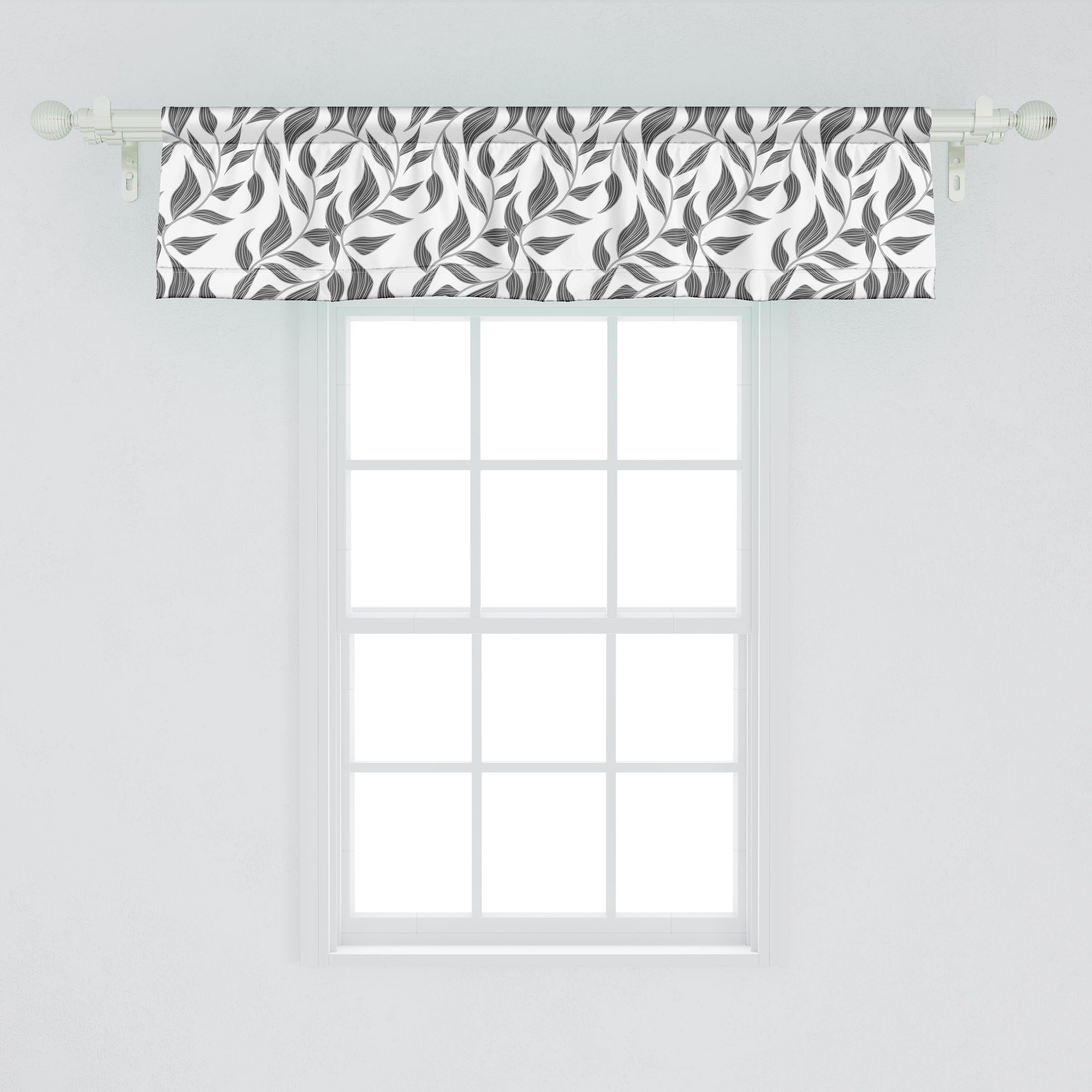 Scheibengardine Vorhang Volant für Küche Natur Stangentasche, Abstrakt Dekor Abakuhaus, Schlafzimmer auf Reben Blätter mit Microfaser