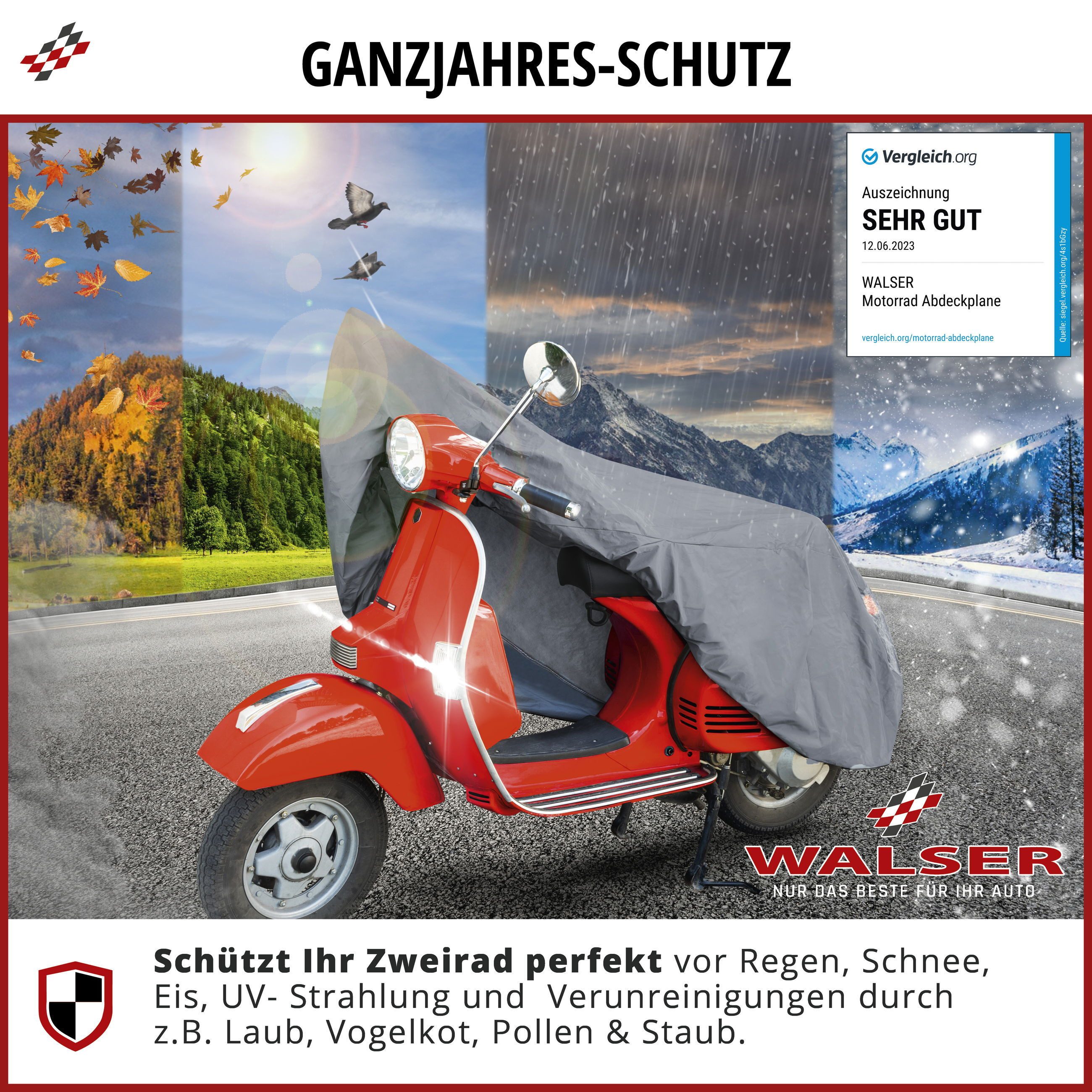 WALSER Car Sunshade Motorcycle Garage Size S, 90 x 110 cm, (1-pc., 1 piece)