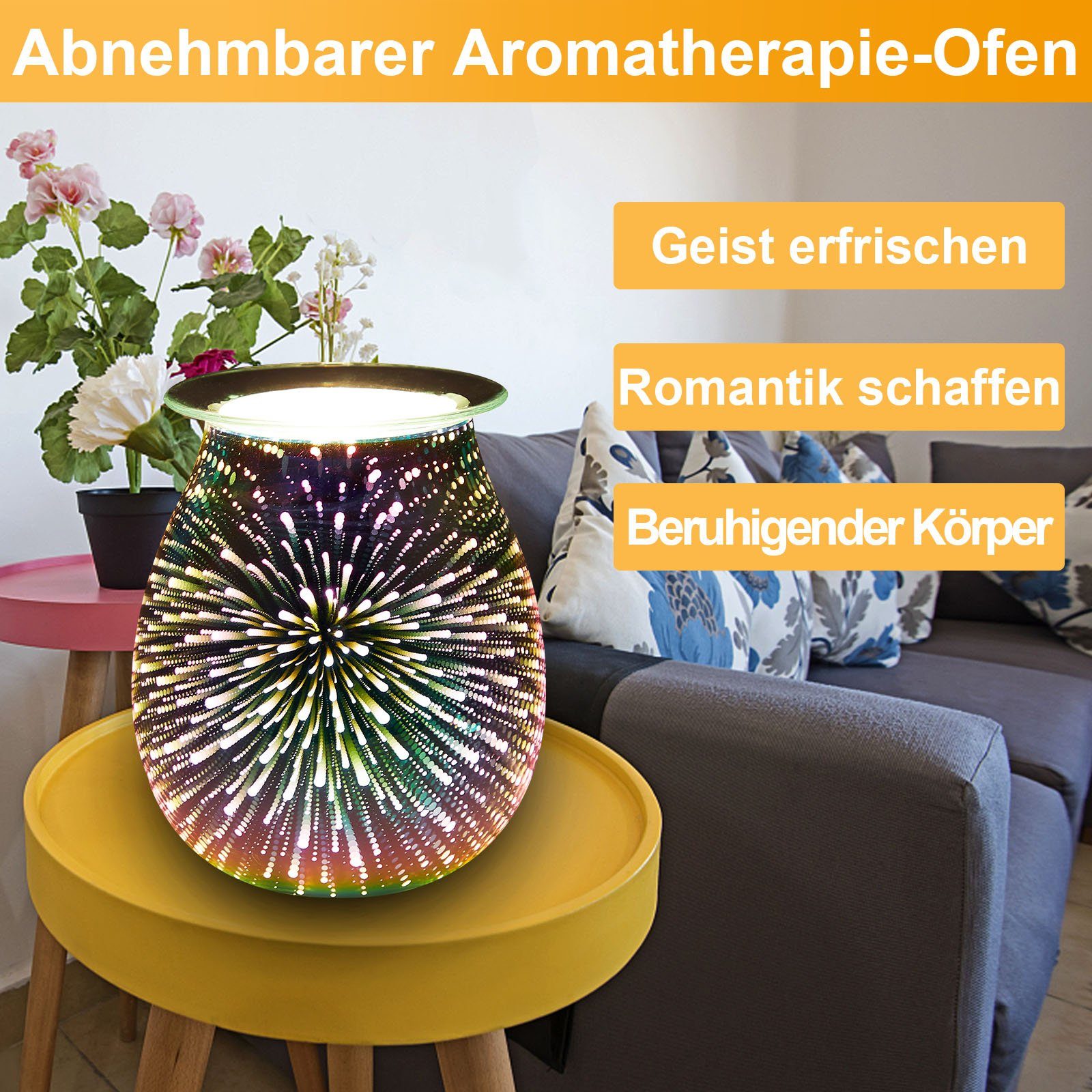 Rosnek Diffuser 3D Feuerwerk/Kreis, dimmbar, für Schlafzimmer und Wohnzimmer, Elektrischer Wachsschmelzer