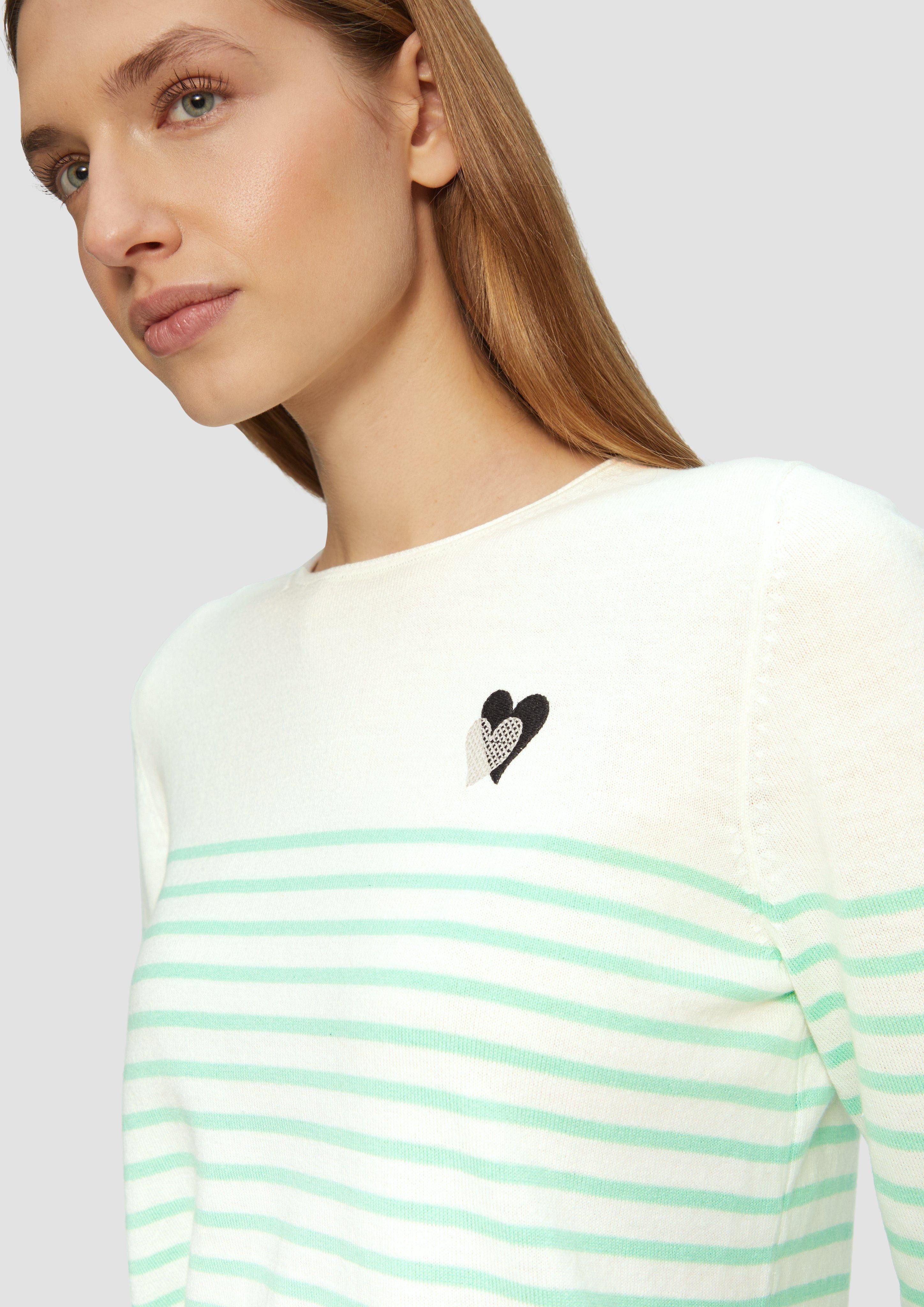 s.Oliver Strickpullover Strickpullover mit Herz-Stickerei Stickerei günstig online kaufen