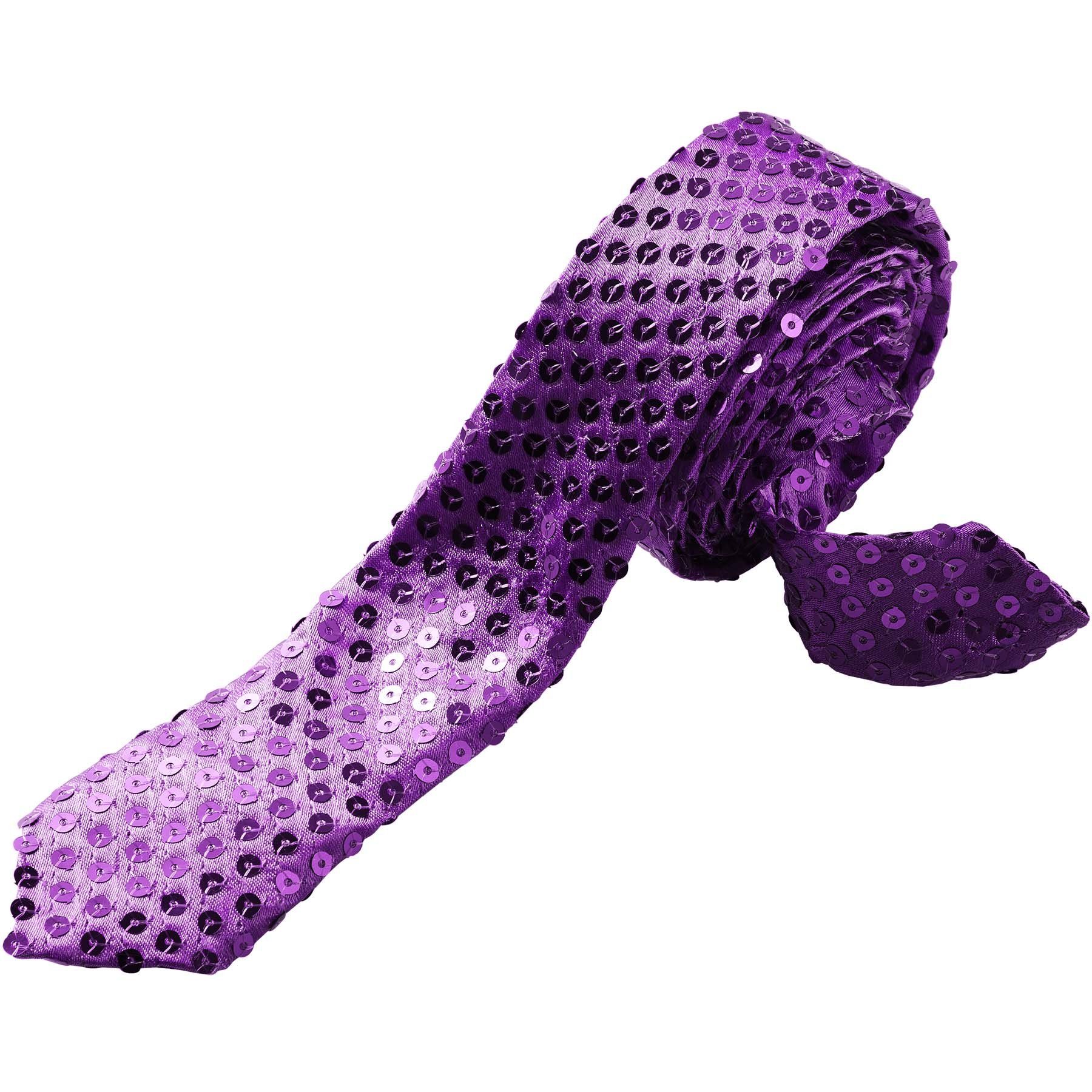 dressforfun Kostüm Faschingskleidung, auch Maskeradenverkleidung, in der Farbe lila, Unisex-Krawatte, Einheitsgröße, Glänzende Pailletten, Ca. 145 cm