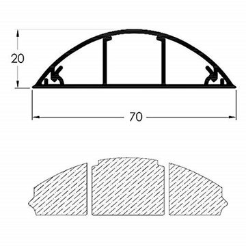 ARLI Kabelkanal 2x 1m halbrund selbstklebend 70 x 20 mm weiss Kabelbrücke (2er Set, 2, 2-St), Fussboden Boden oder TV Kabelkanal Wand