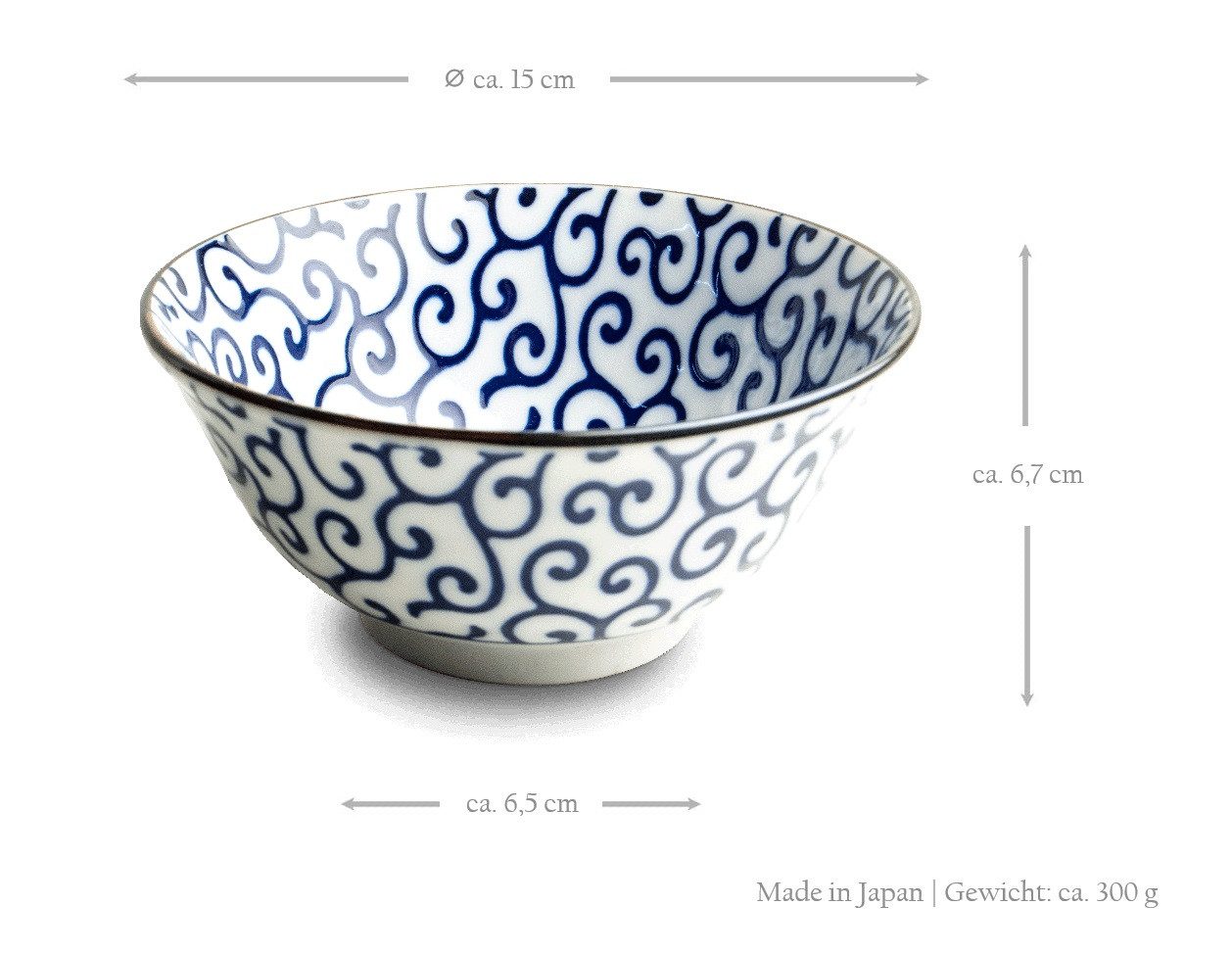 WestCraft Suppenschale Japan-Bowls ASIATICA, Ramen Bowl Schalen aus Porzellan, 15 cm, Porzellan, Hochwertig, asiatische Reis-, Nudel-, Tapas-, Udon-, Müsli-Schüssel