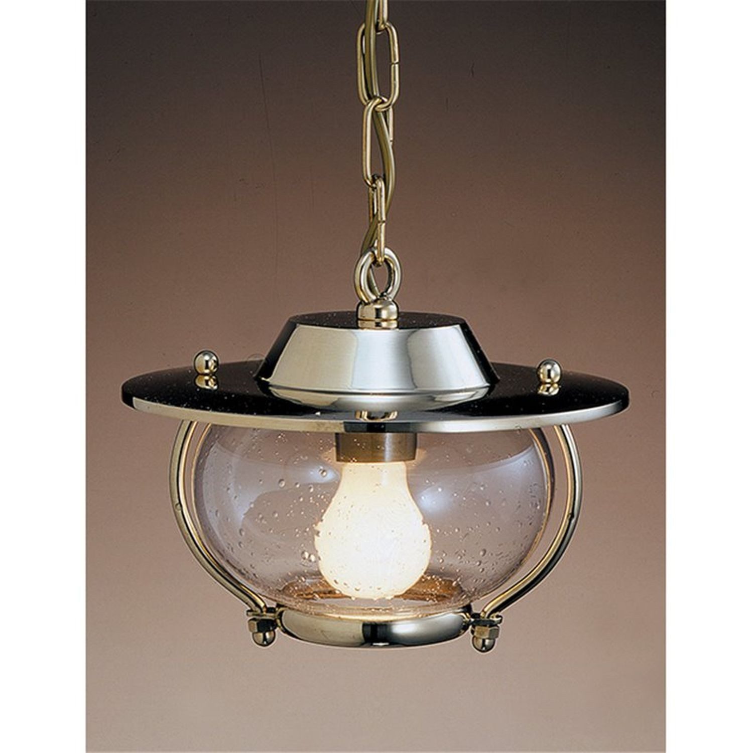 Licht-Erlebnisse Pendelleuchte ANCONA, ohne Leuchtmittel, Hängelampe Esstisch Messing Glas Ø26cm Maritim