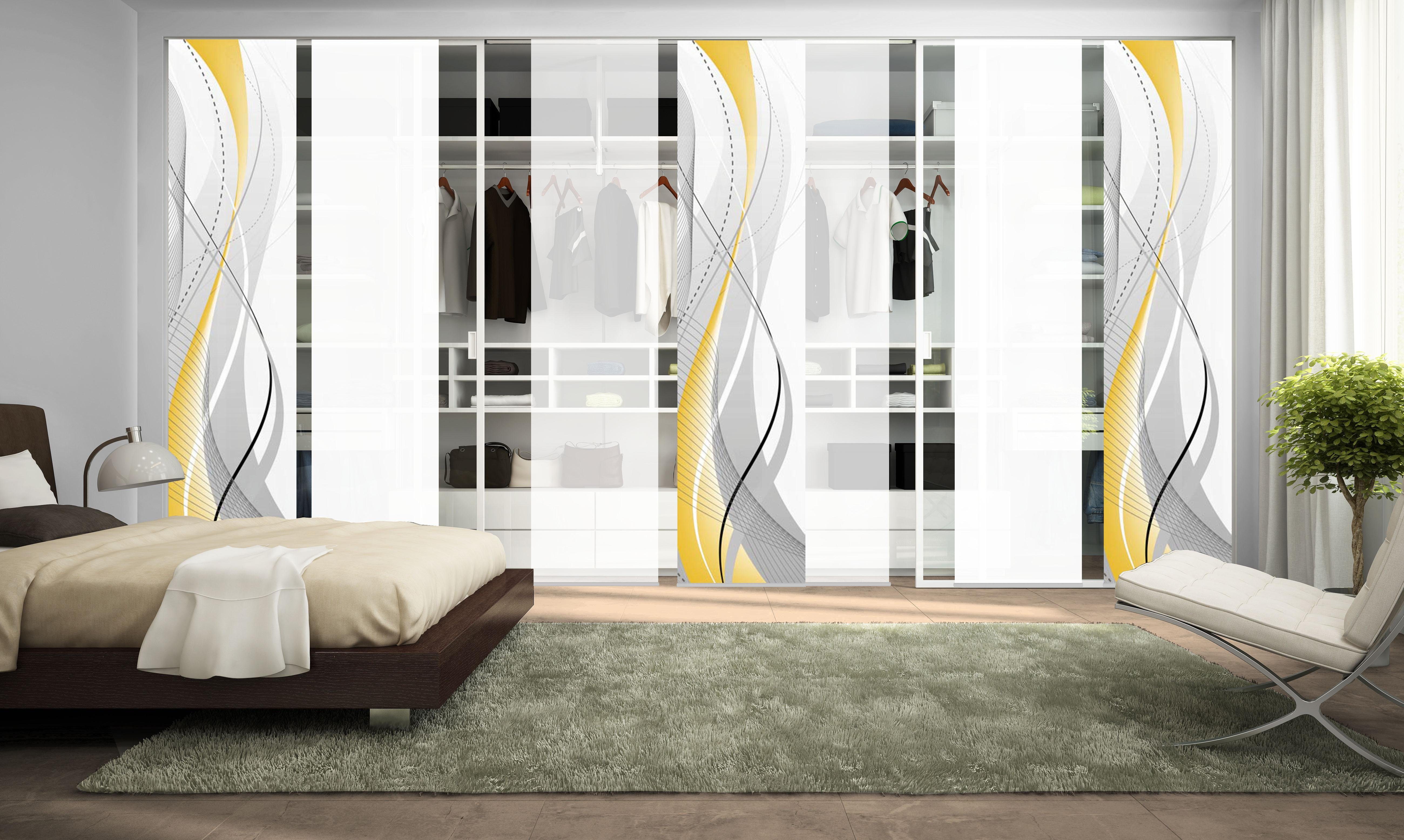 HOME WOHNIDEEN Schiebegardine CARLISLE 7ER SET (7 St), Paneelwagen, halbtransparent, Microfaser, HxB: 245x60