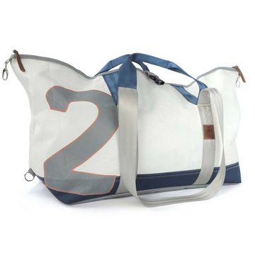 360Grad Reisetasche Kutter große Segeltuch-Tasche weiß-blau, Zahl hellgrau