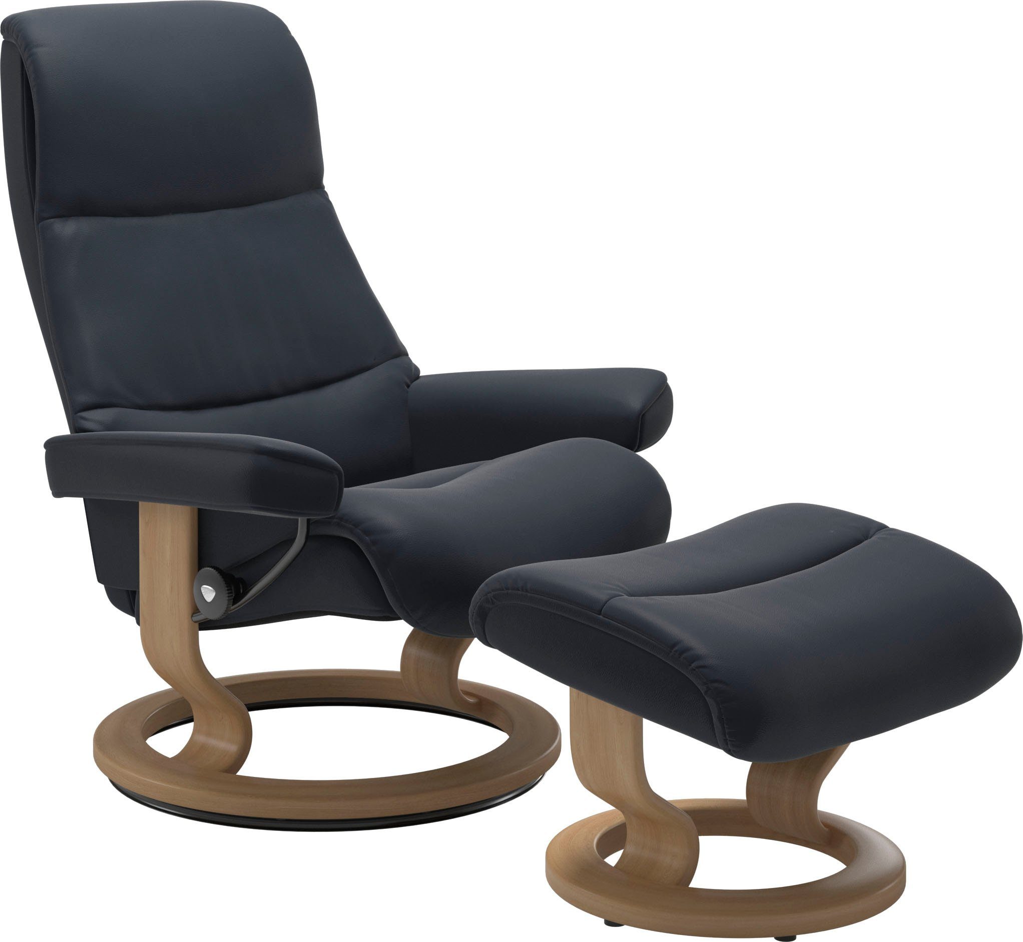 Stressless® Relaxsessel View (Set, Hocker), Eiche Classic mit Relaxsessel M,Gestell Base, mit Größe