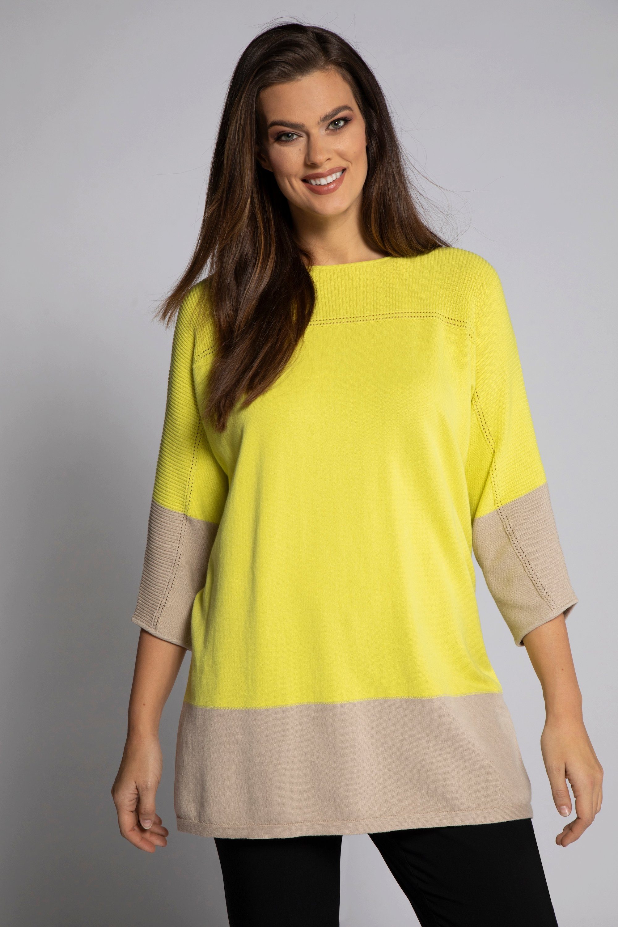 ULLA POPKEN Damen Pullover – V-Ausschnitt, Oversize, Weicher Feinstrick, Langarm Mit Rippbündchen