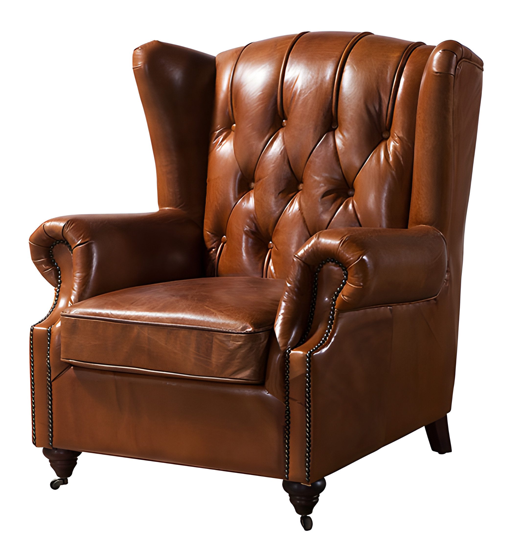JVmoebel Ohrensessel Chesterfield Ohrensessel Braun – Retro Design aus Lederimitat (Packung, 1-St., Luxuriöser Chesterfield Ohrensessel Lila), Made in Europe