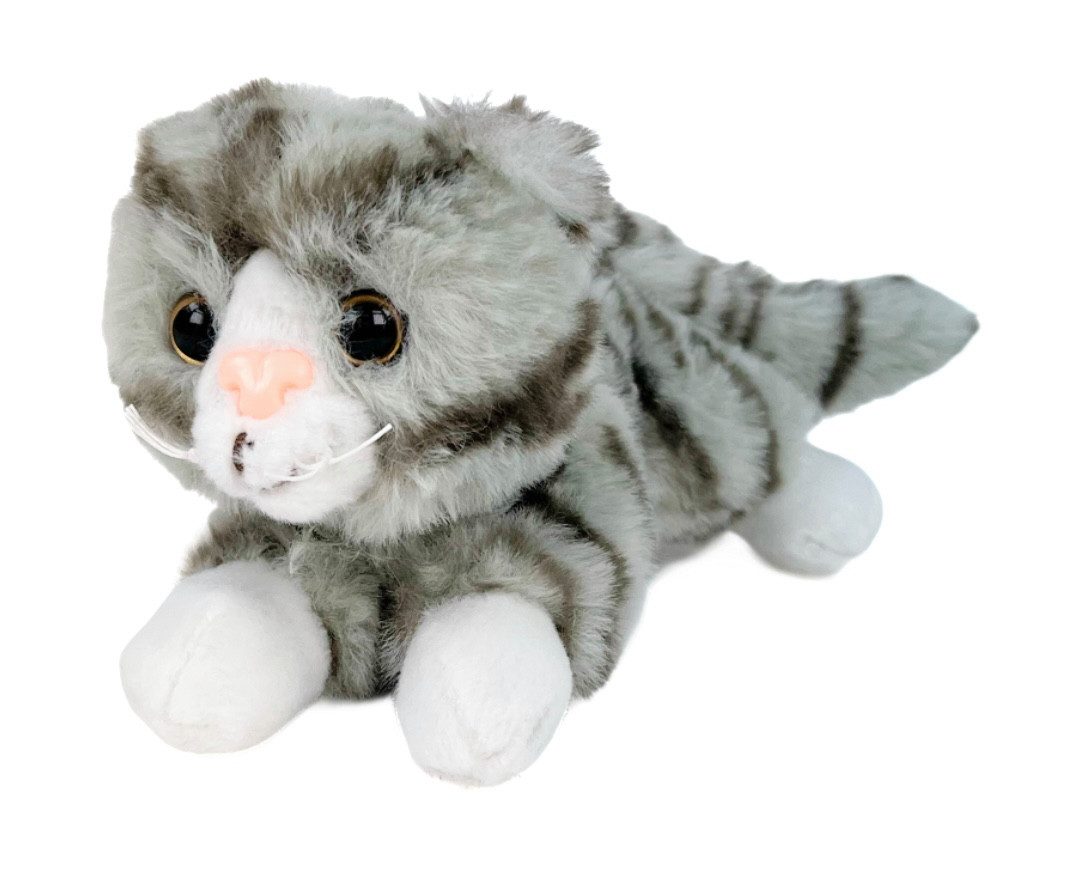 inware Kuscheltier Inware Katze liegend grau gestreift 15 cm