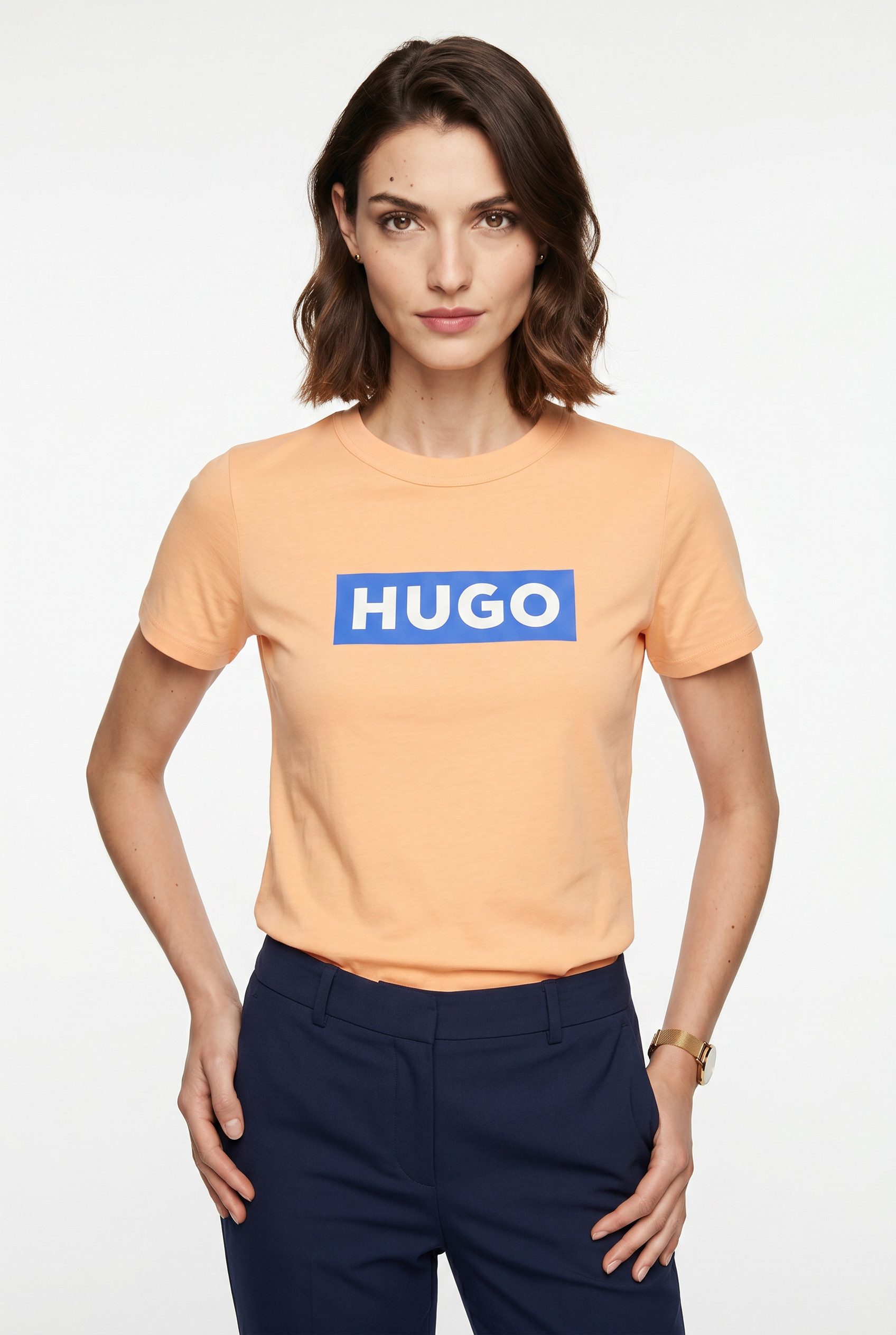 HUGO T-Shirt Classic Tee mit Rundhals, Logodruck