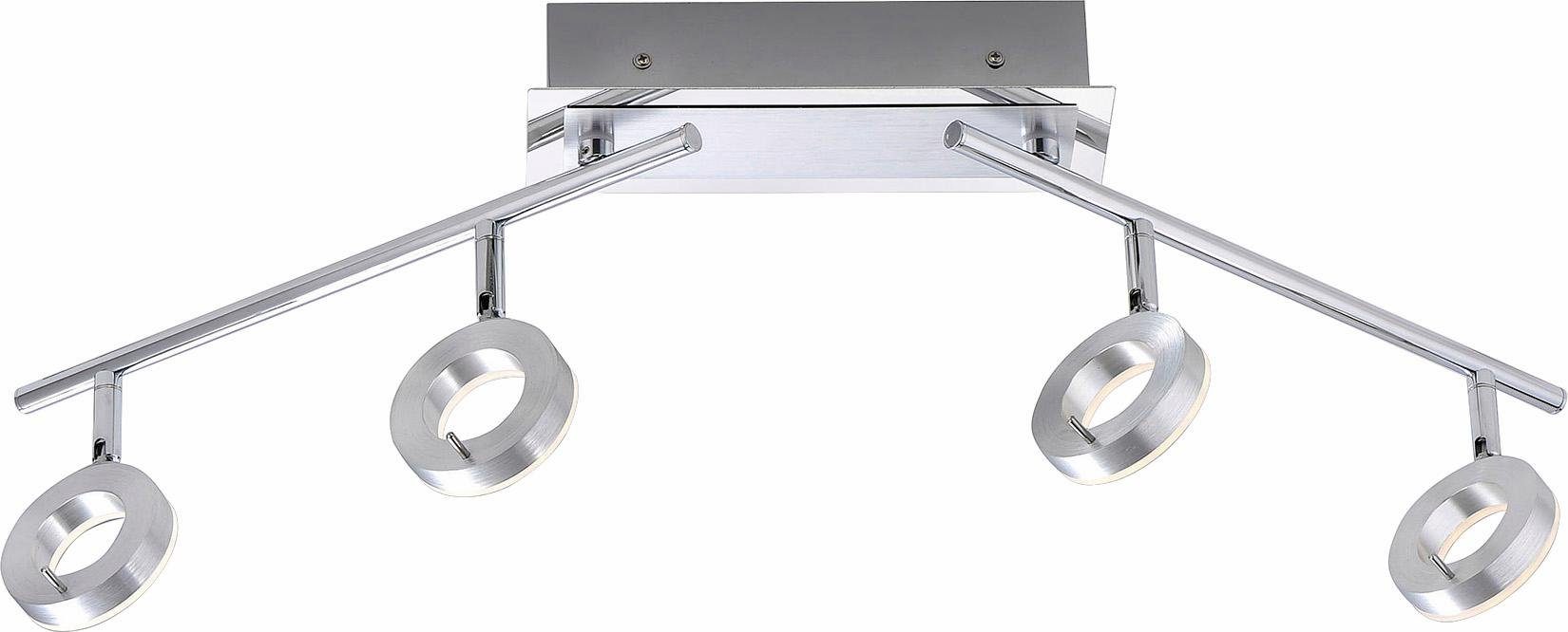 Paul Neuhaus Deckenleuchte SILEDA, verstellbar inkl. LED Spotköpfe aluminiumfarben festverbaute fest IP44, Warmweiß, integriert, LED