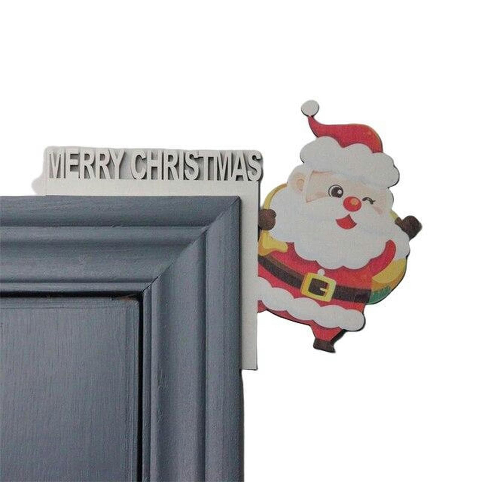 Coonoor Weihnachtsmann Weihnachtsdekorationen Home Decor Holz Rahmen Ecke Dekoration, für Wände Türen und Fenster Weihnachtsecktürrahmen Deko