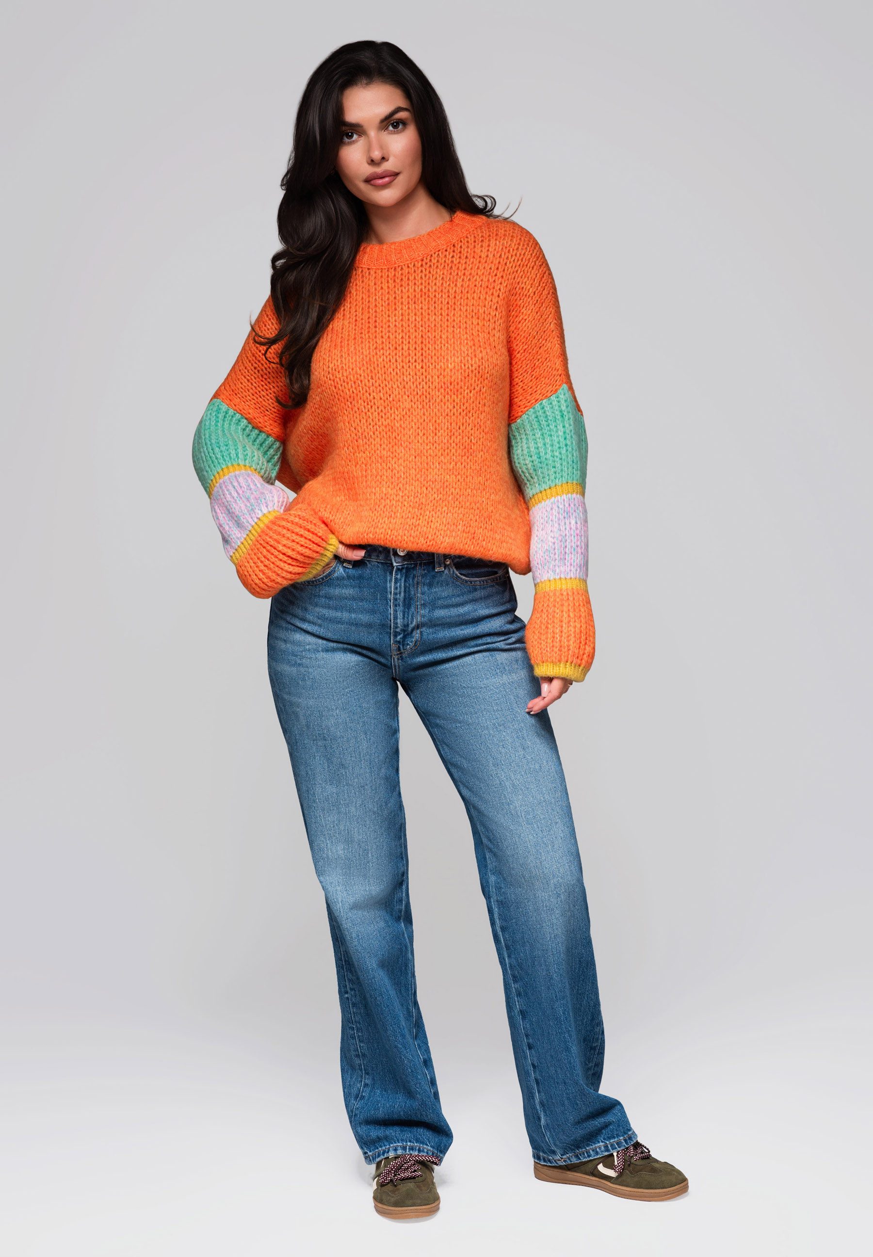 OMBRE Rundhalspullover Pullover mit Farbverlauf