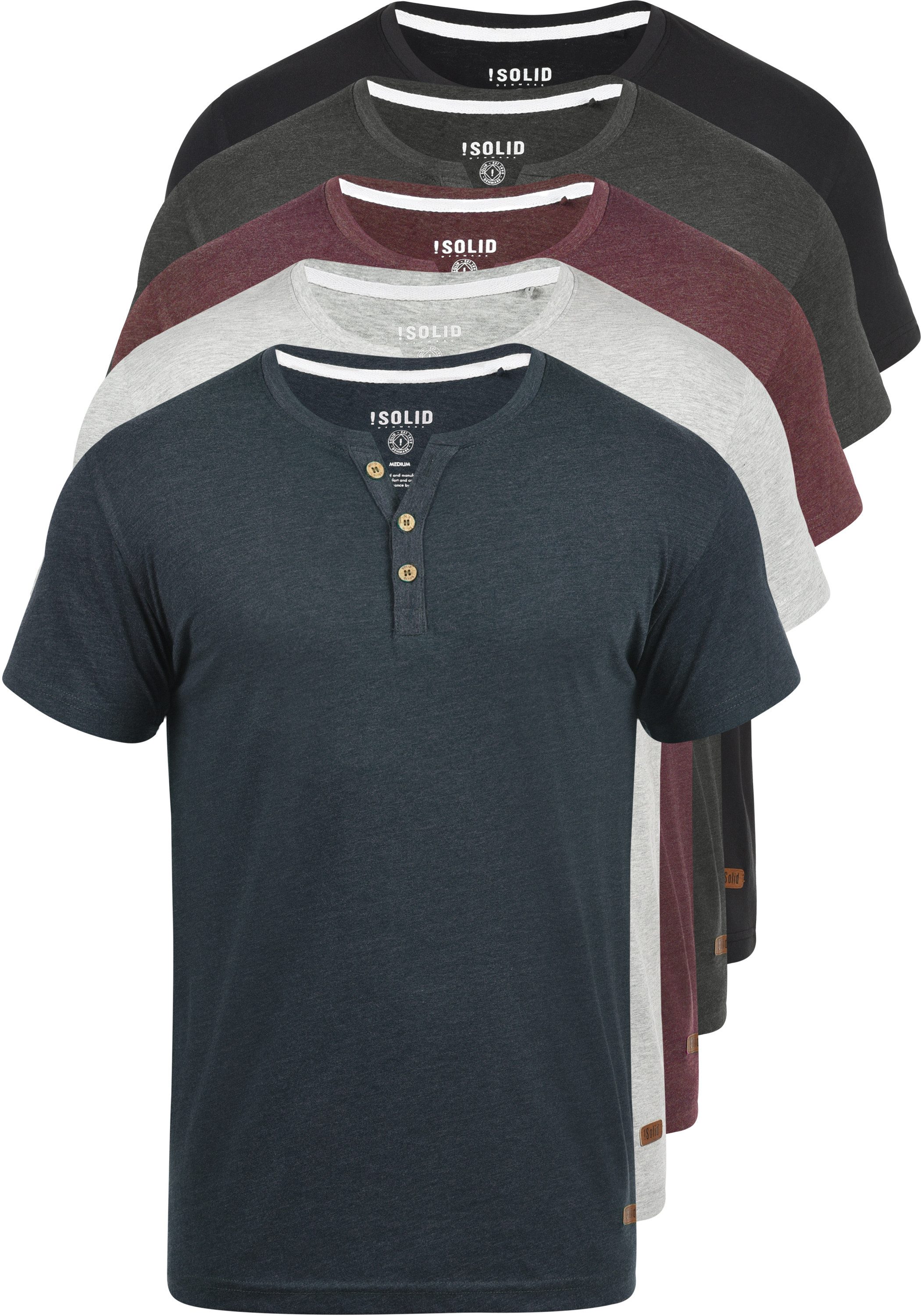 !Solid Rundhalsshirt SDVolker Kurzarmshirt mit Knopfleiste