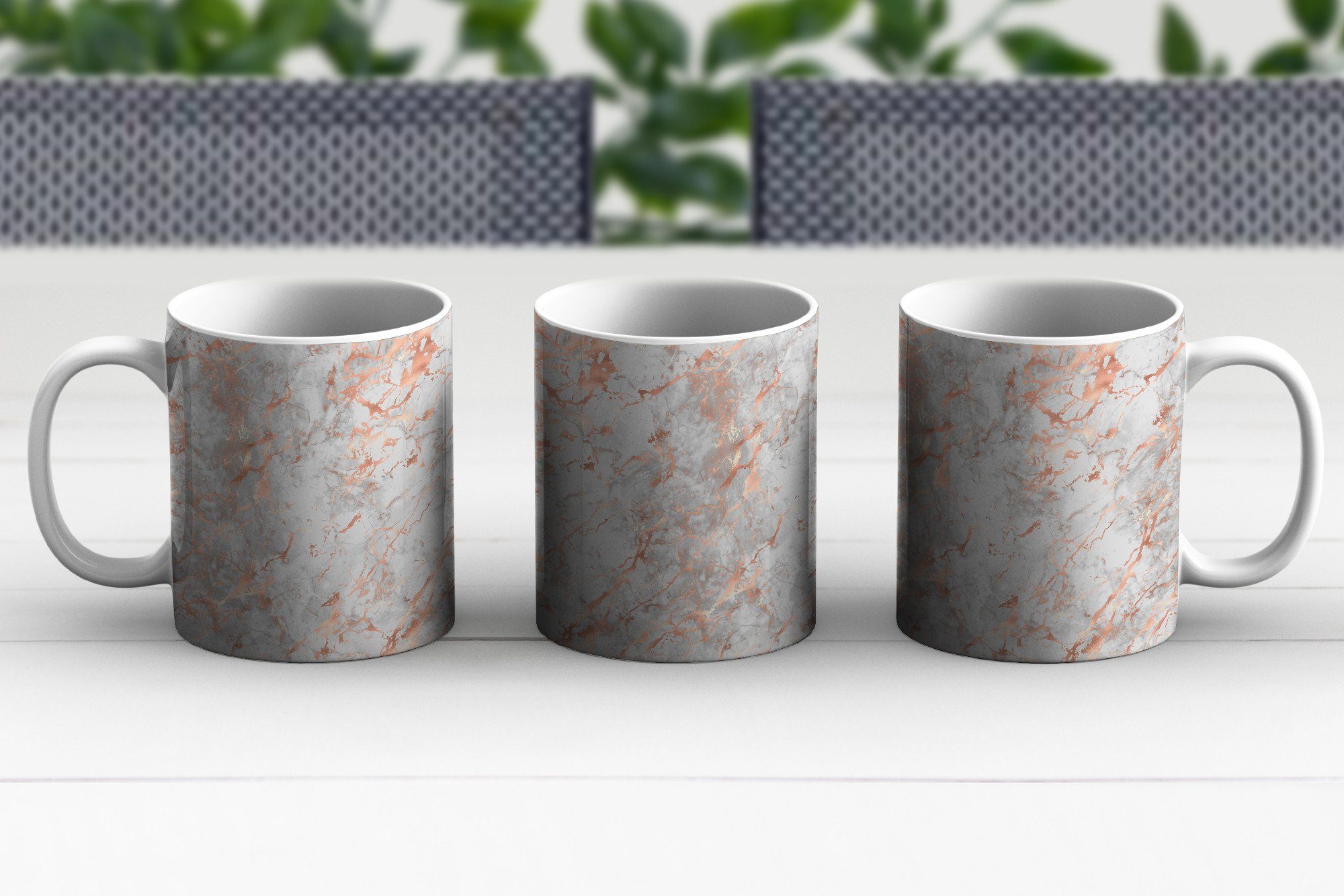 Keramik, - - Roségold Teetasse, - Gemustert, Becher, Weiß Tasse Marmor MuchoWow Teetasse, Geschenk Kaffeetassen,