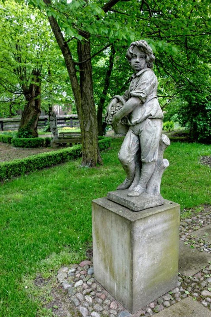 Barock Casa cm x Padrino Jugendstil mit Massiv Korb 48 120 Stil - Skulptur Grau Antik Gartendeko und Schwer Skulptur H Antikstil - Junge