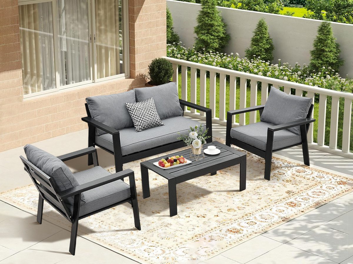 MeXo Gartenlounge-Set Balkonmöbel Set 4 Personen günstig online kaufen