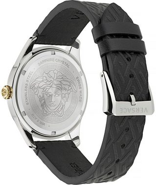 Versace Quarzuhr GRECA TIME GMT, VE7C00123, Armbanduhr, Herrenuhr, Datum, Swiss Made, Leuchtzeiger, 2. Zeitzone