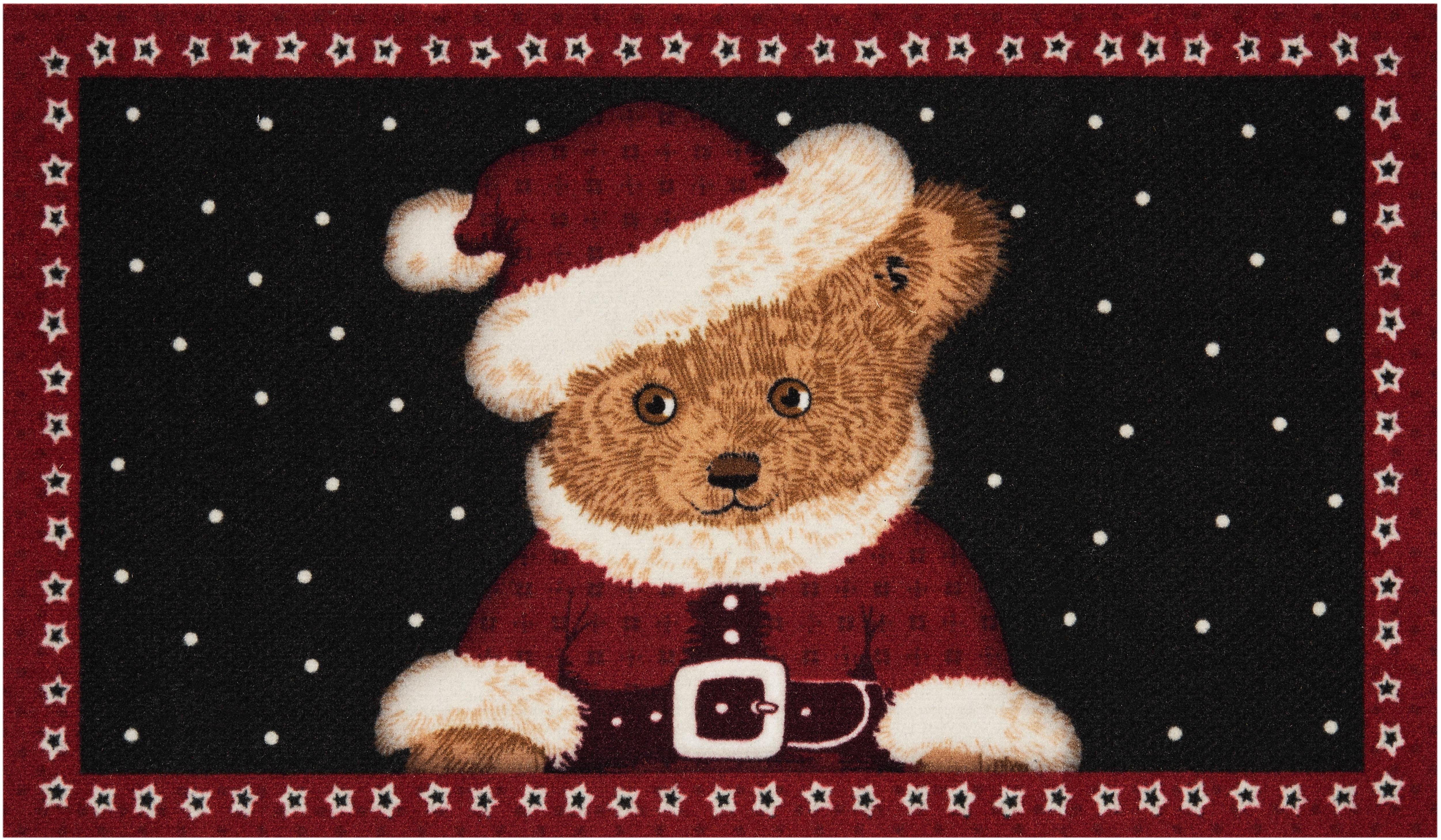 Fußmatte Teddybear, HANSE Home, rechteckig, Höhe: 7 mm, Tier Motiv, Robust,  Rutschfest, Weihnachten, Bär, Waschbar