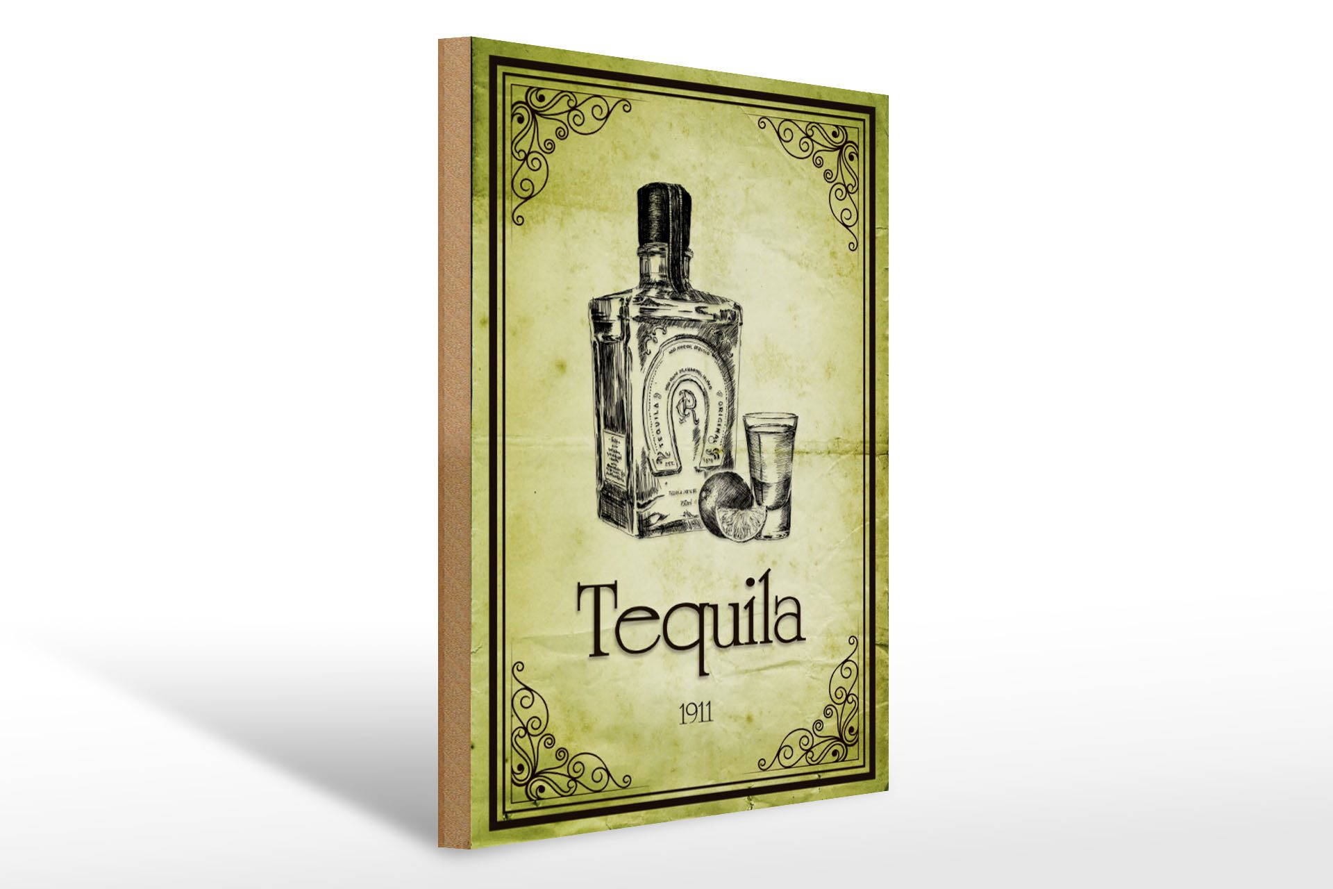 Holzbild 30x40cm 1911 Tequila Wanddeko